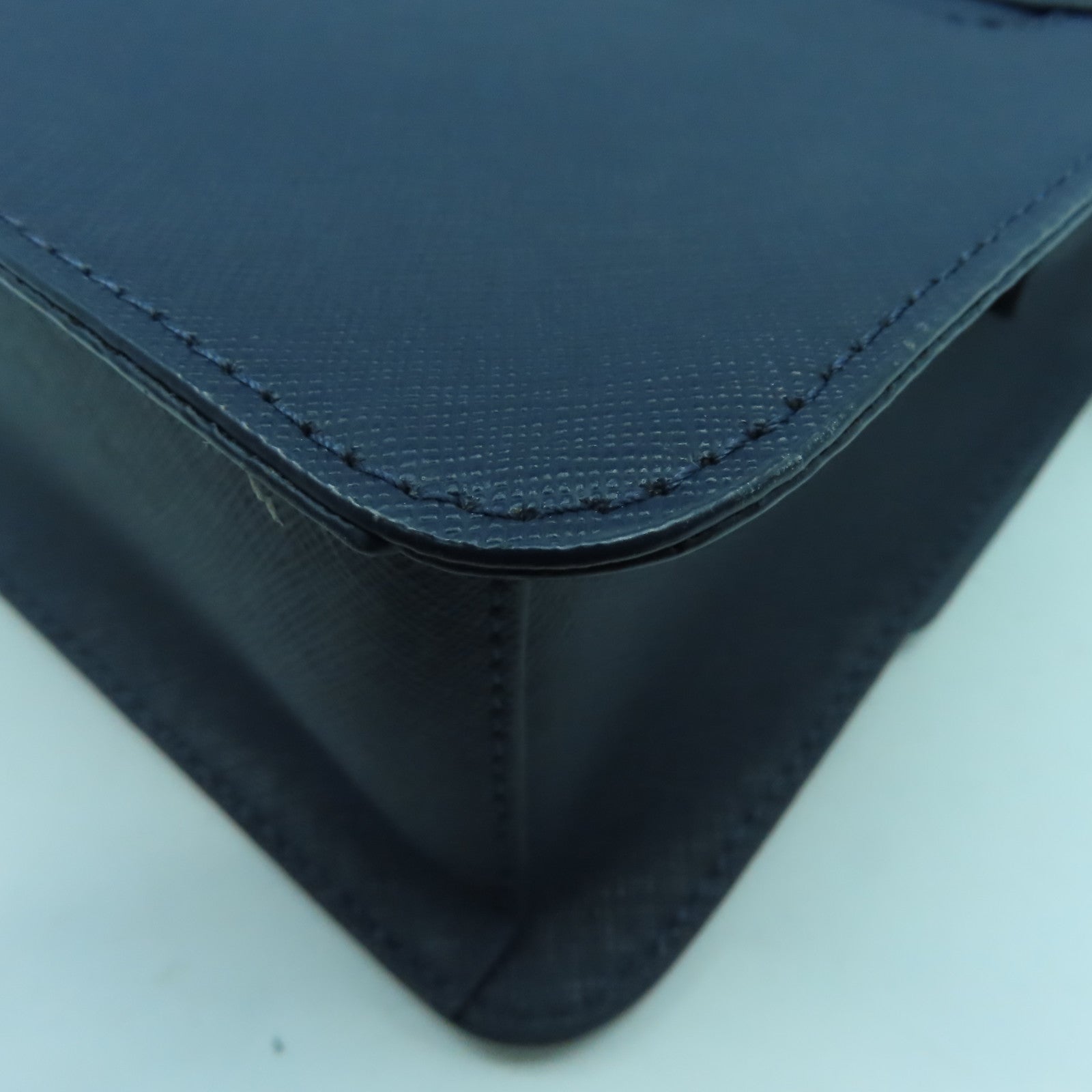 agnes b. 牛皮皮革Shoulder Bag銀扣手挽肩背兩用袋藍色