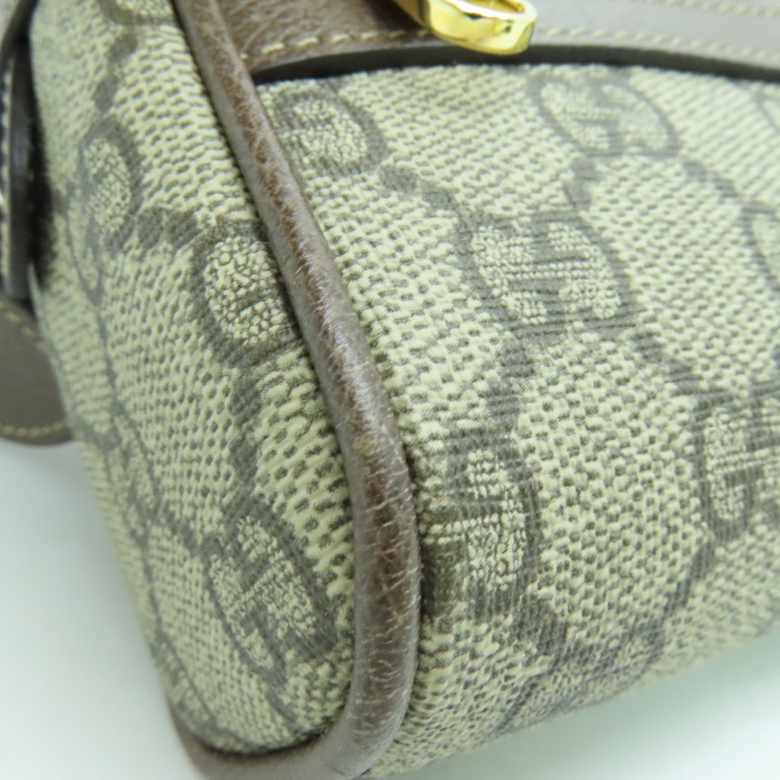 GUCCI Coated Canvas Waist Bag Gold Buckle Waist Bag Brown
