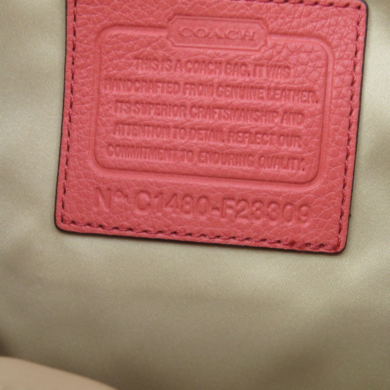 COACH 【激減優惠】牛皮皮革Shoulder Bag銀扣肩背袋粉紅色