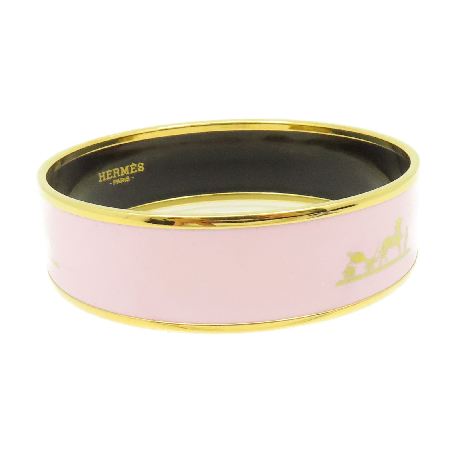 HERMES 【激減優惠】金屬Emaille Bangle手鐲粉紅色/金色