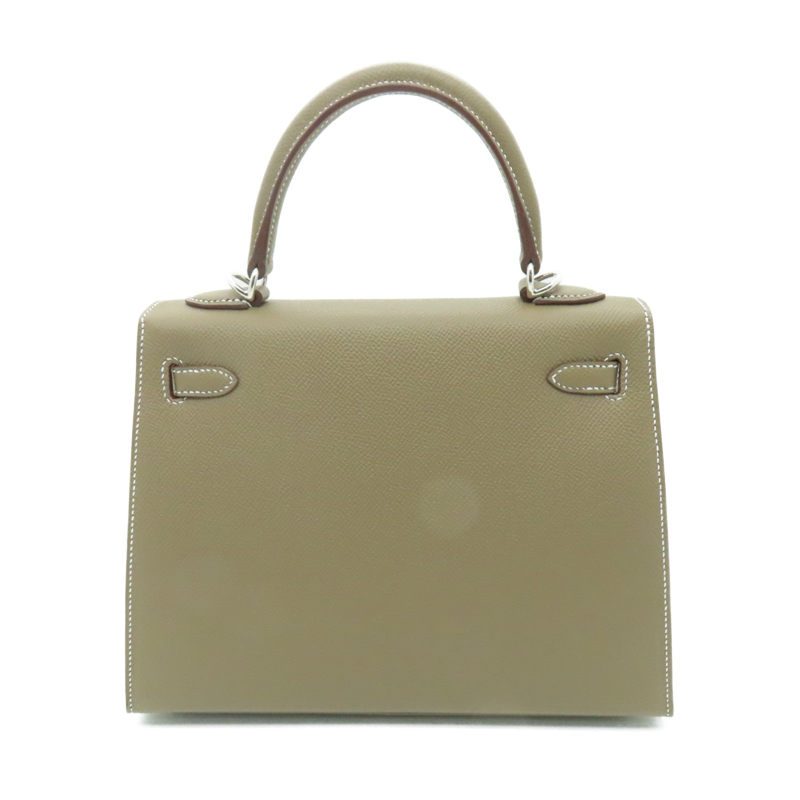 HERMES Epsom皮革Kelly 25銀扣手挽肩背兩用袋灰色
