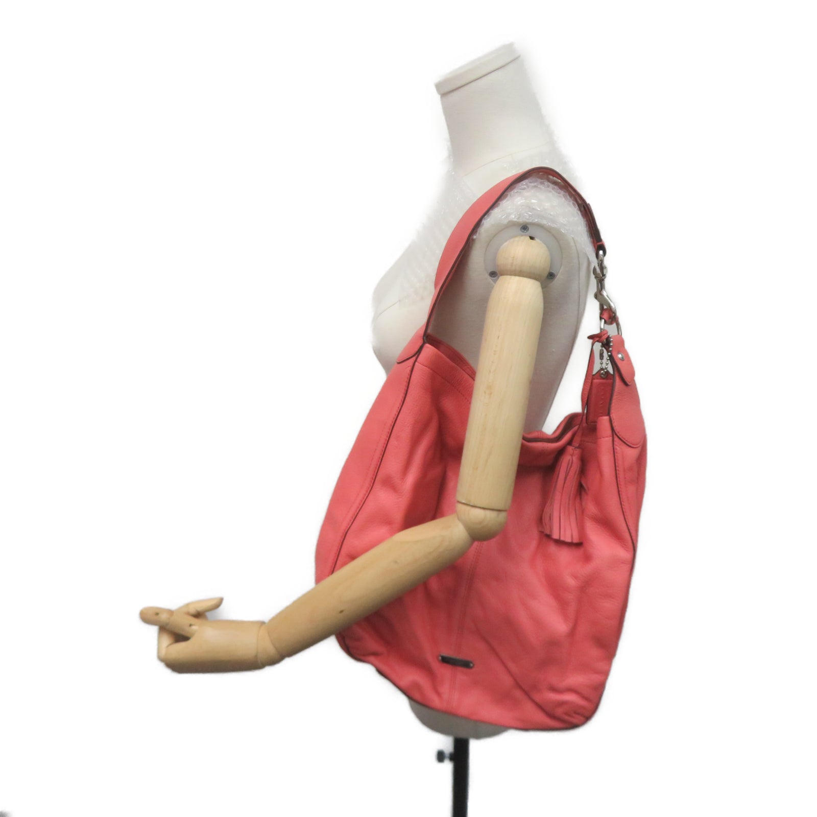 COACH 【激減優惠】牛皮皮革Shoulder Bag銀扣肩背袋粉紅色