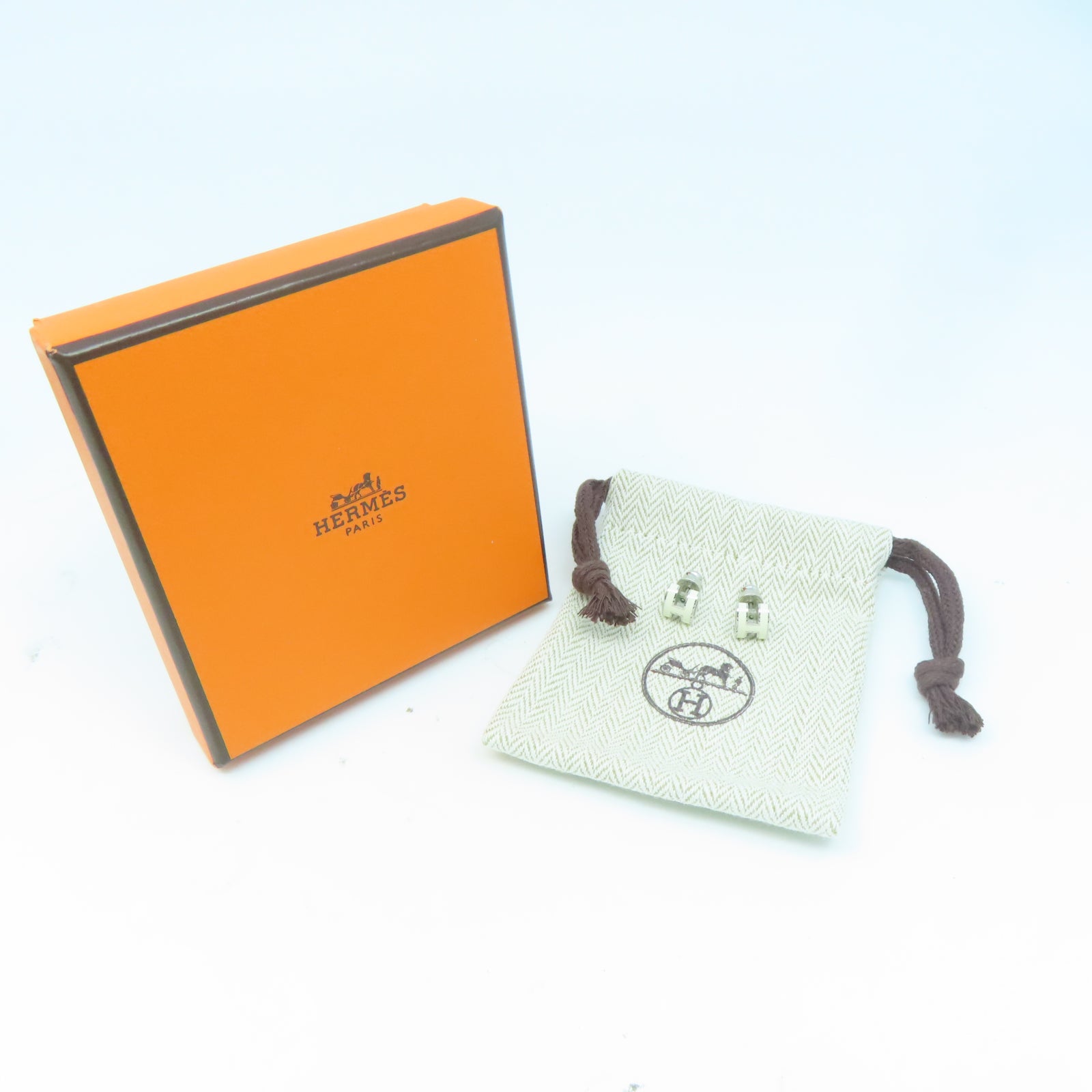 HERMES 金屬Pop H Earrings耳環白色