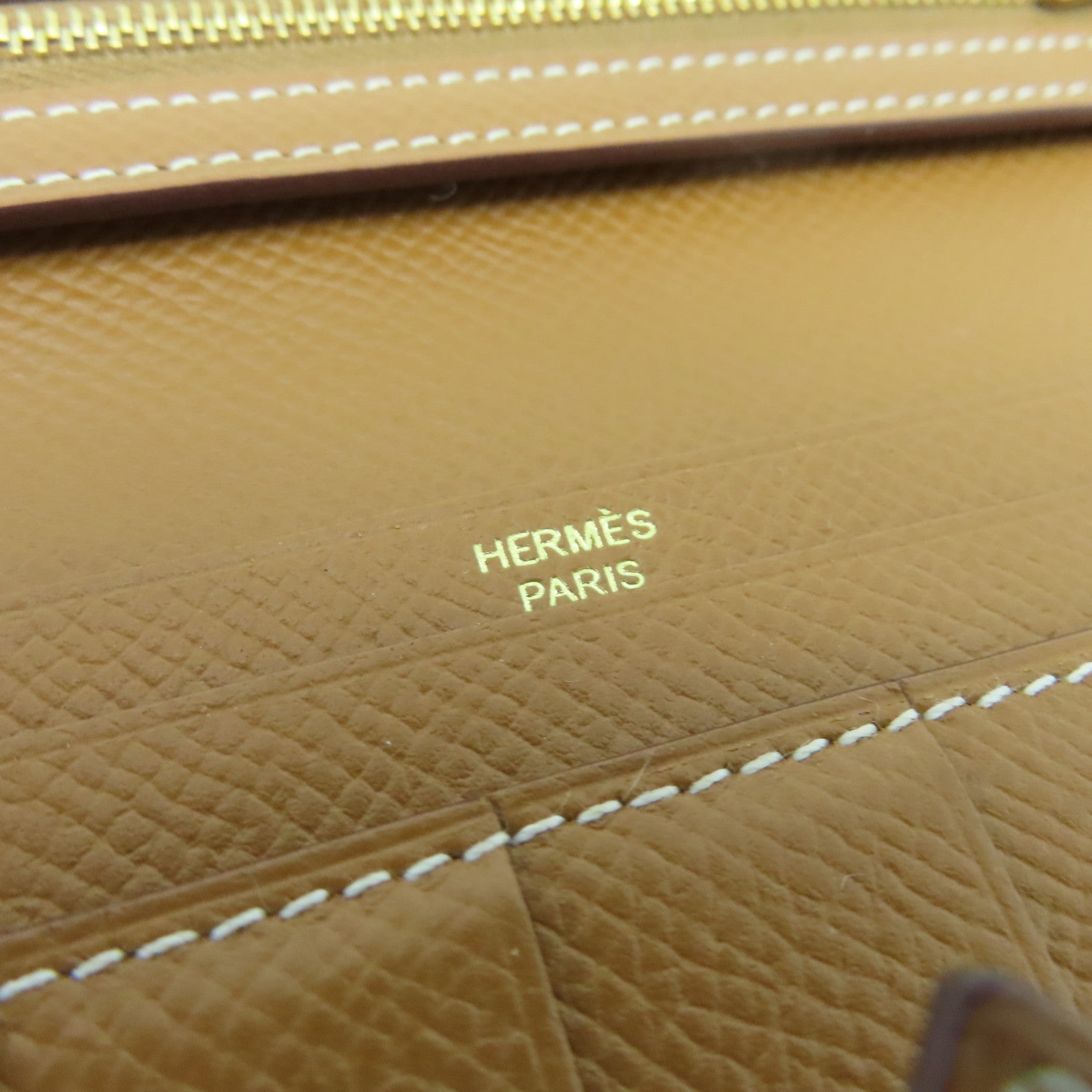 HERMES Veau Epsom Leather Bearn Long Wallet Gold Buckle Long Wallet Brown