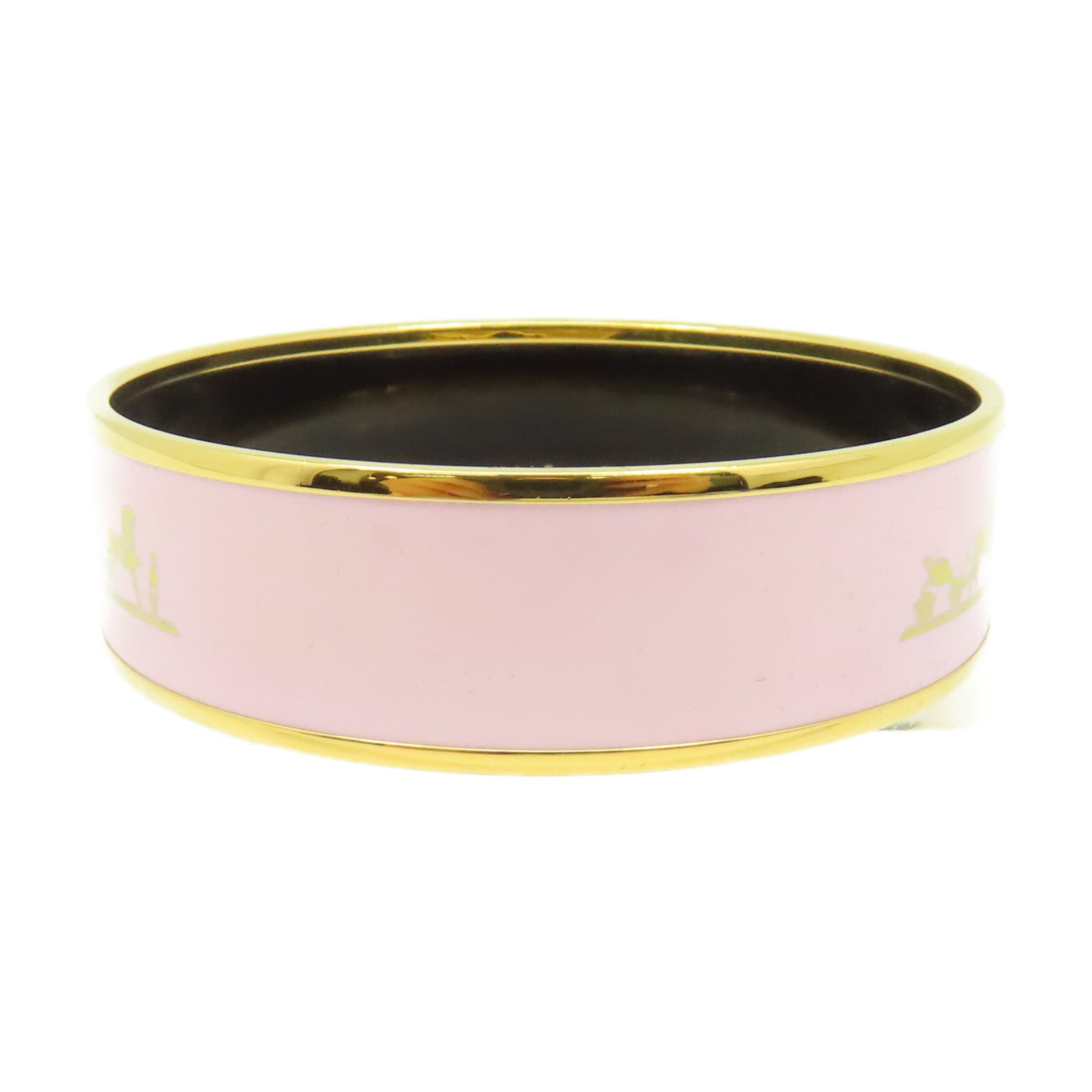 HERMES 【激減優惠】金屬Emaille Bangle手鐲粉紅色/金色