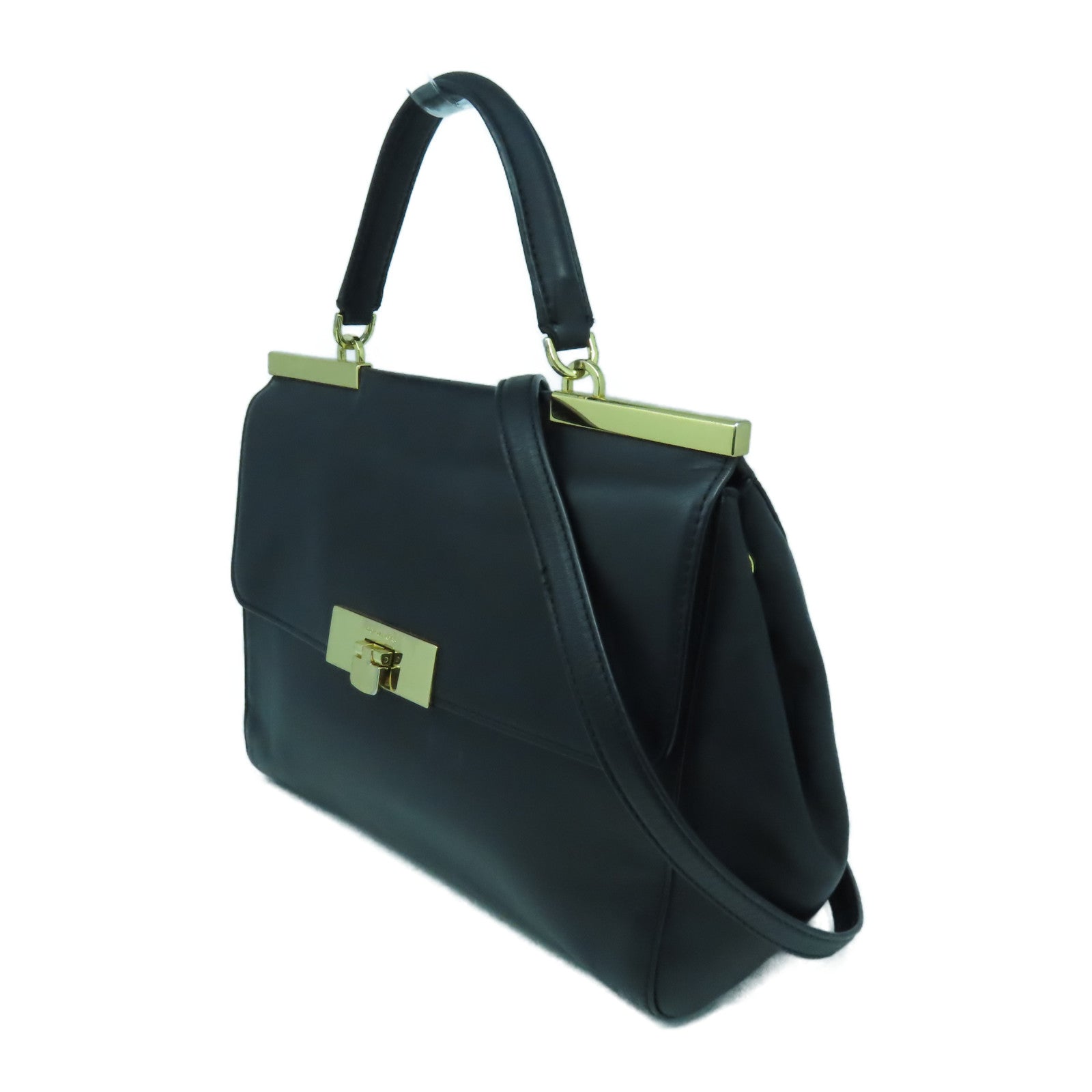 Michael Kors 牛皮皮革Shoulder Bag金扣手挽肩背兩用袋黑色