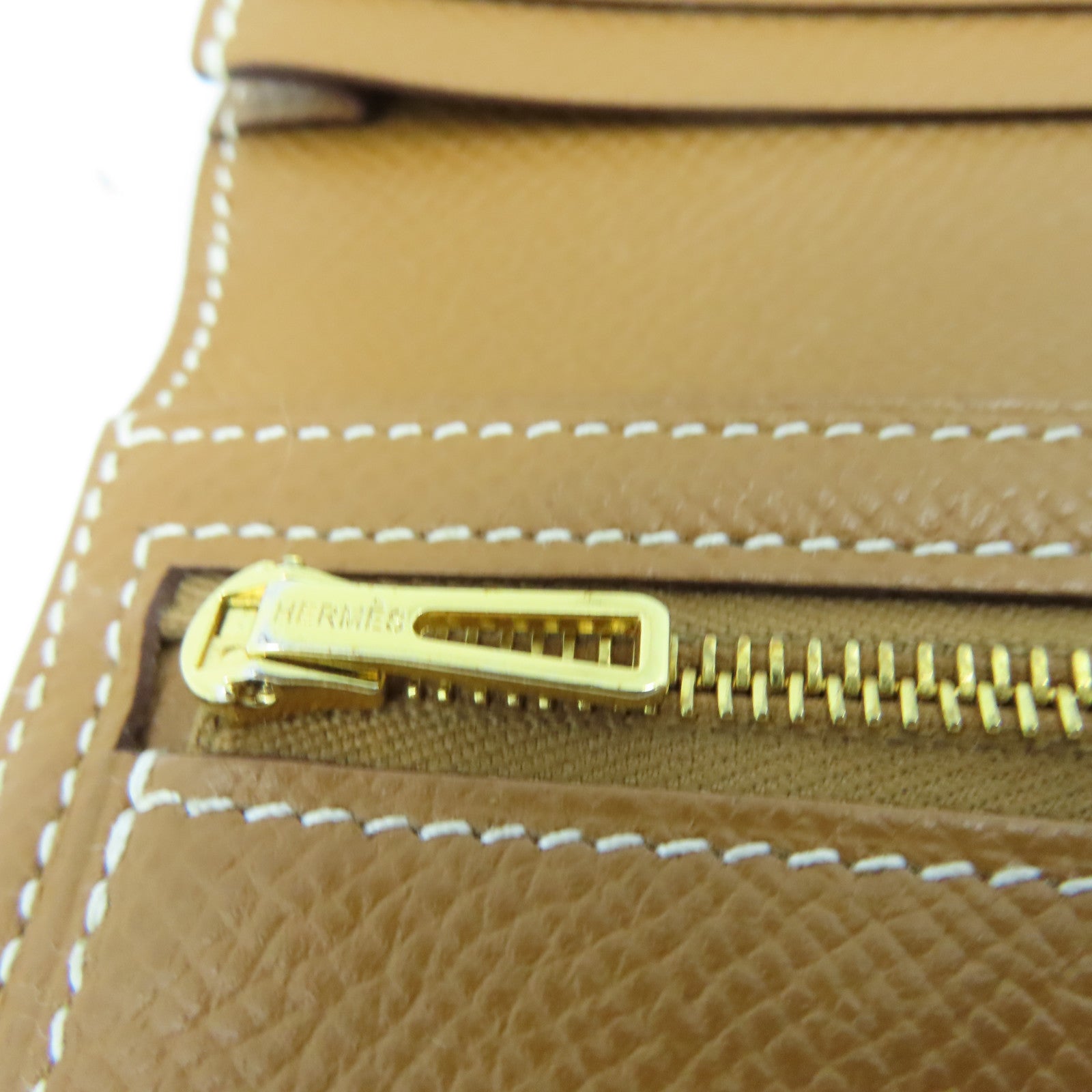 HERMES Veau Epsom Leather Bearn Long Wallet Gold Buckle Long Wallet Brown