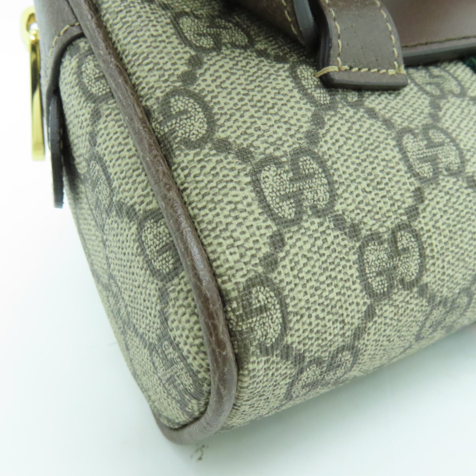 GUCCI Coated Canvas Waist Bag Gold Buckle Waist Bag Brown