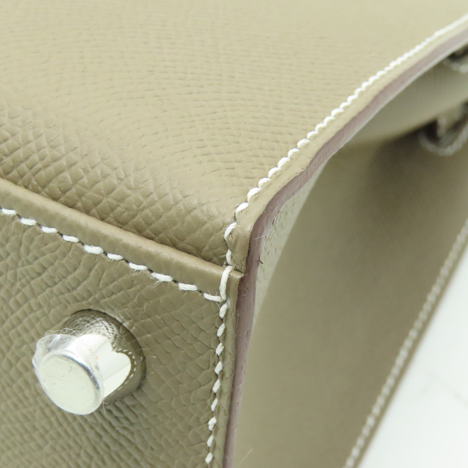 HERMES Epsom皮革Kelly 25銀扣手挽肩背兩用袋灰色