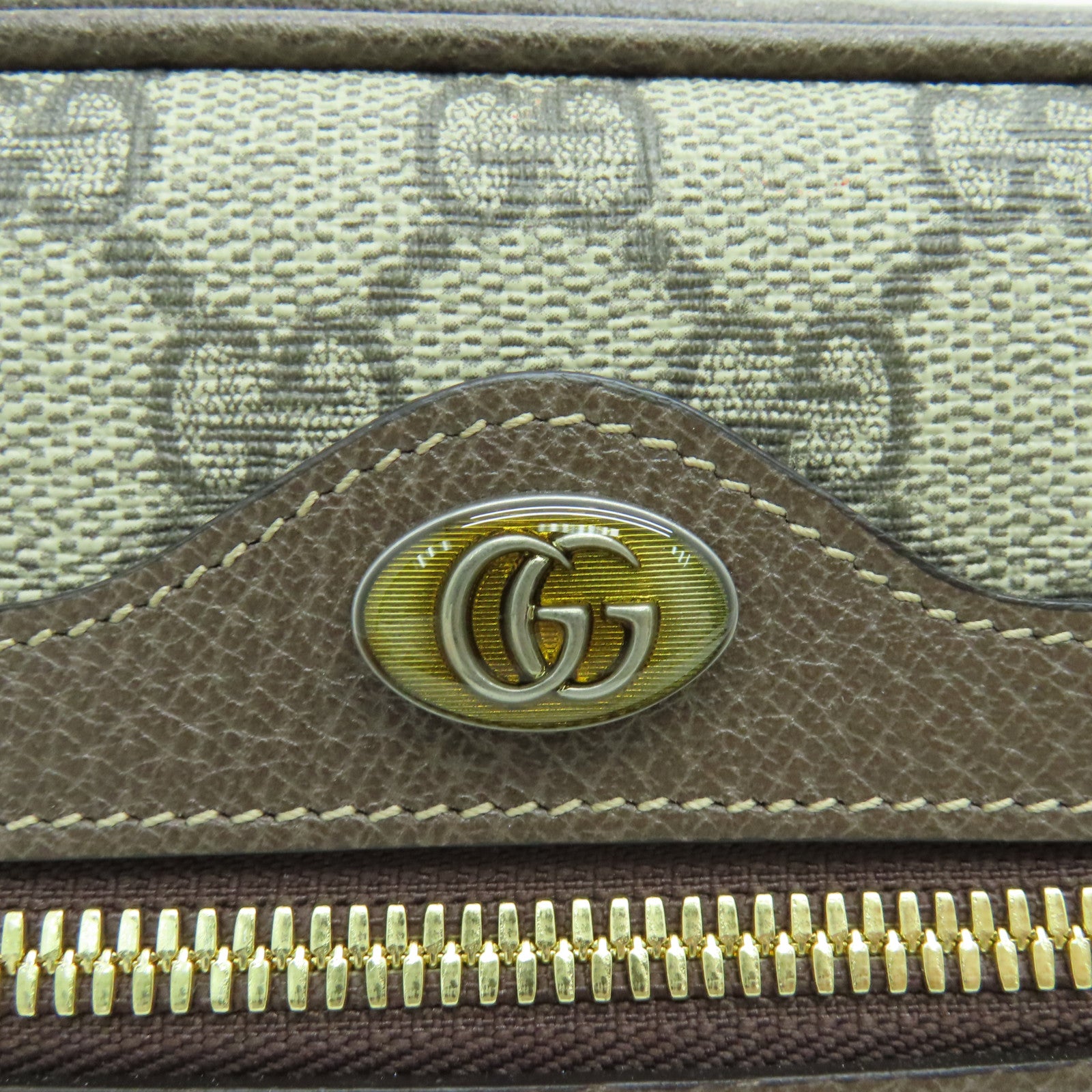 GUCCI Coated Canvas Waist Bag Gold Buckle Waist Bag Brown