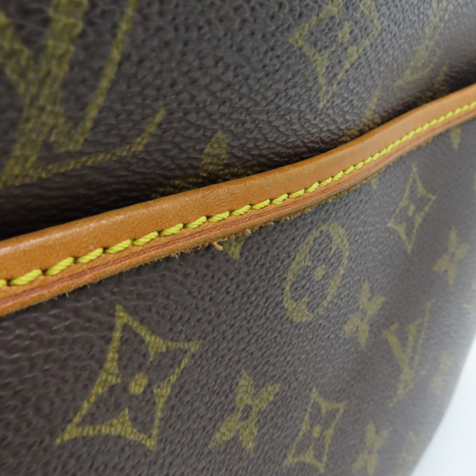 LOUIS VUITTON Monogram Deauville gold buckle handle bag brown