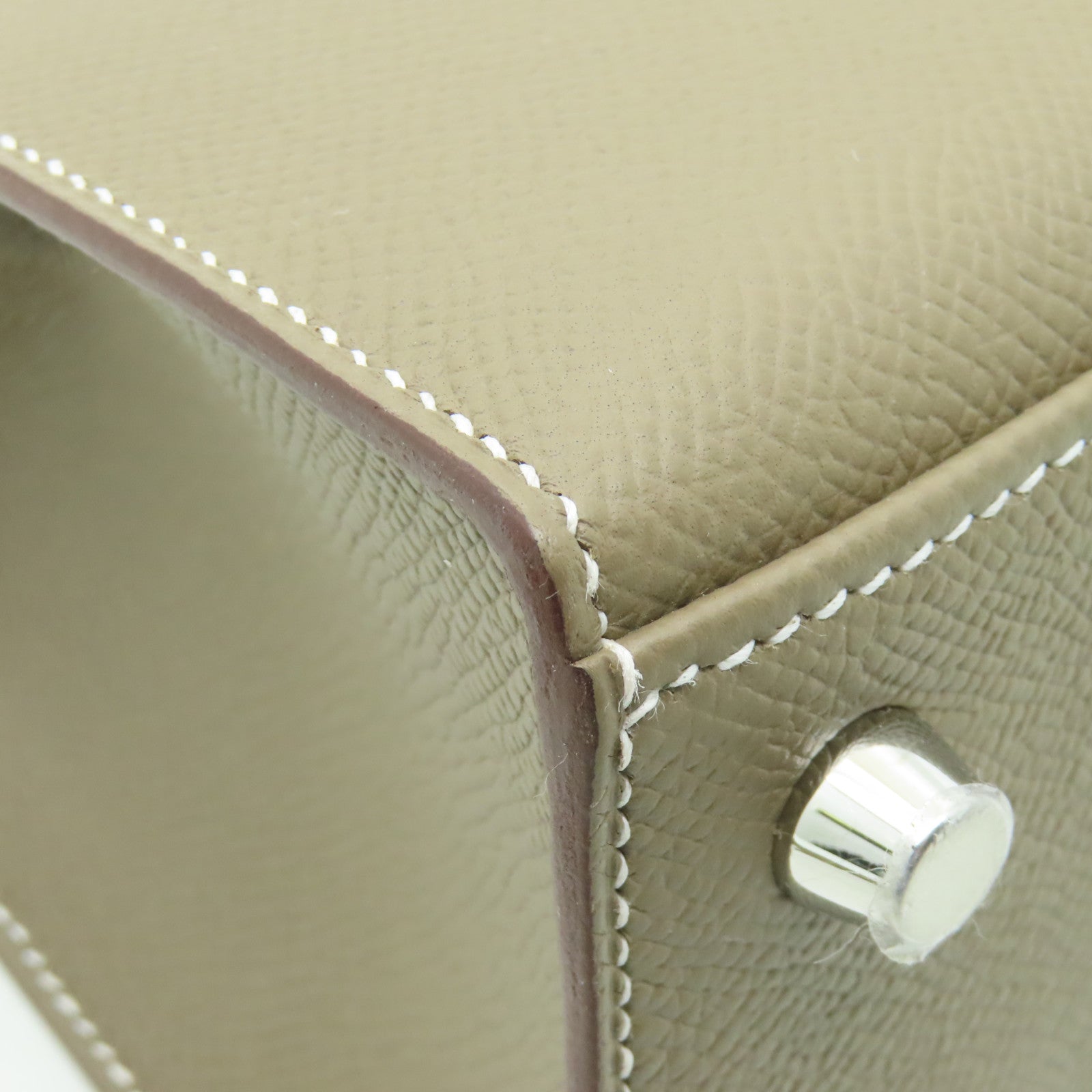 HERMES Epsom皮革Kelly 25銀扣手挽肩背兩用袋灰色