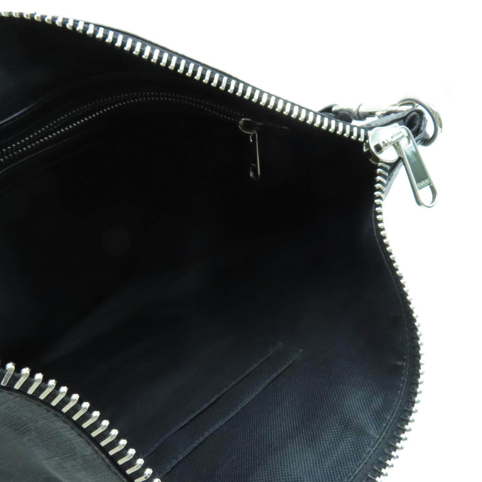 GUCCI coated canvas Shoulder Bag silver buckle shoulder bag black