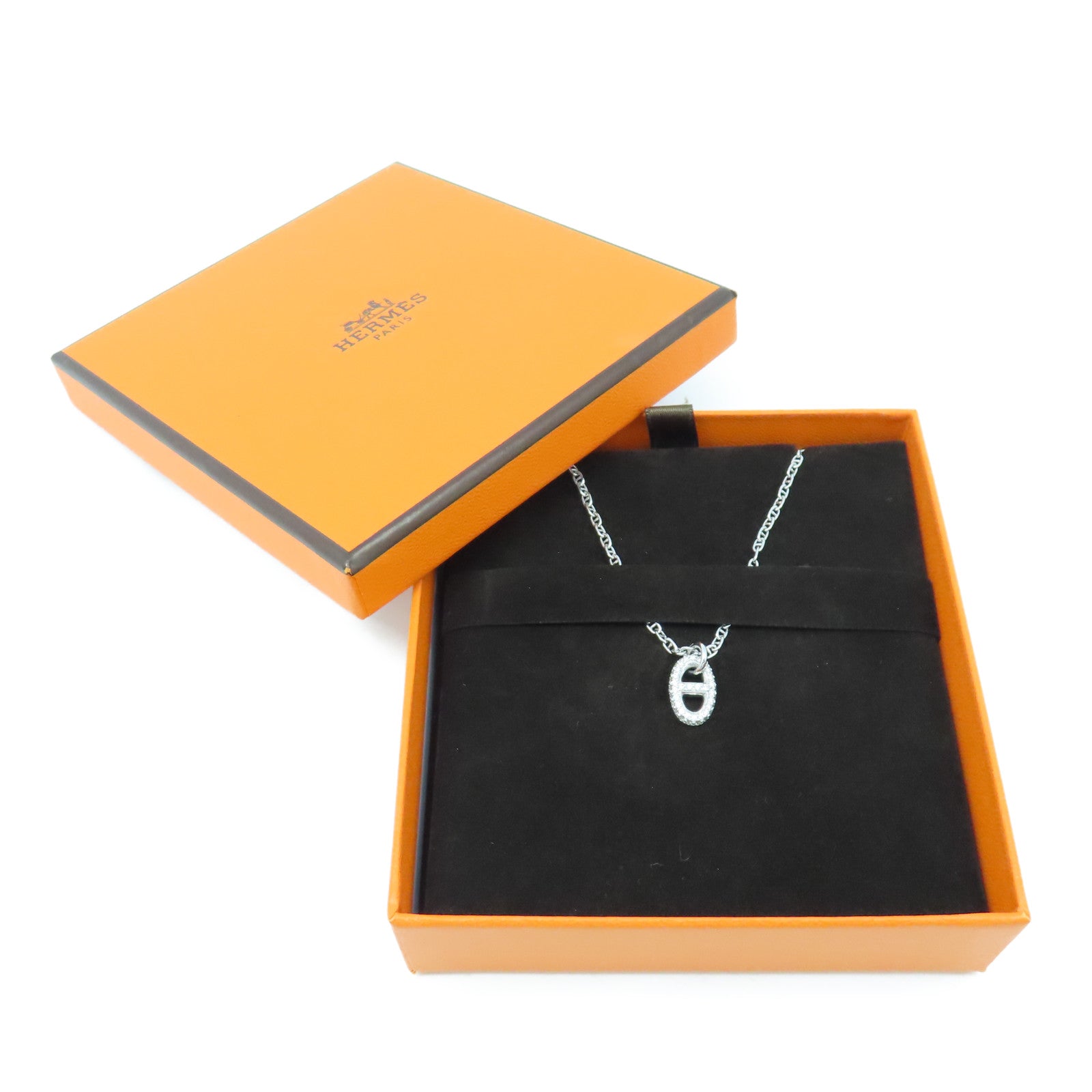 HERMES 18K白金Farandole Small Pendant 0.45ct钻石项链
