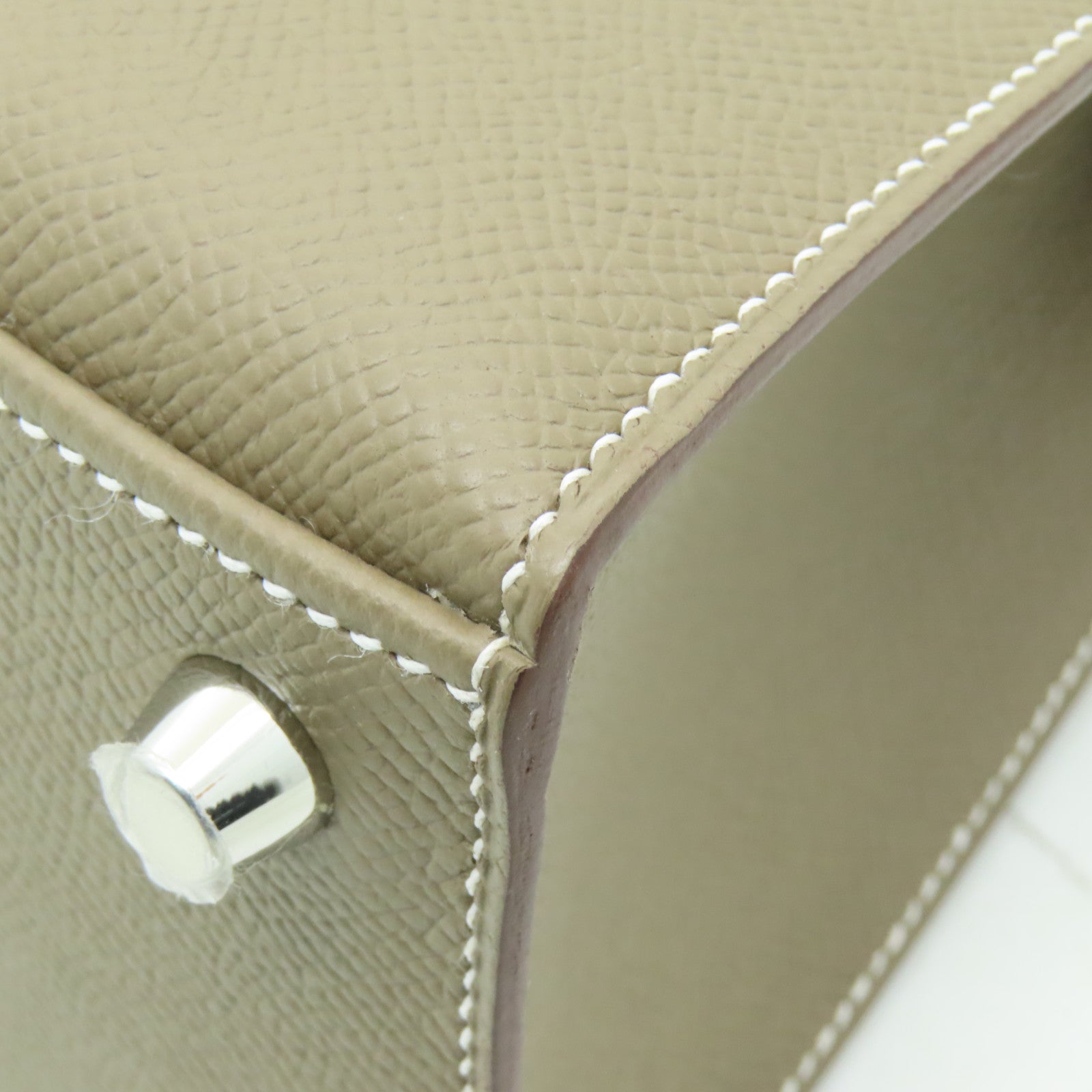 HERMES Epsom皮革Kelly 25銀扣手挽肩背兩用袋灰色