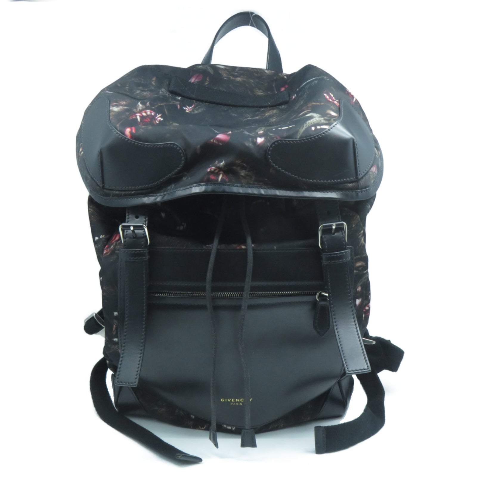 GIVENCHY 尼龍Backpack銀扣背包黑色