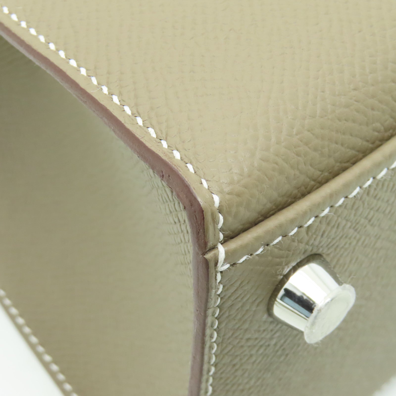 HERMES Epsom皮革Kelly 25銀扣手挽肩背兩用袋灰色
