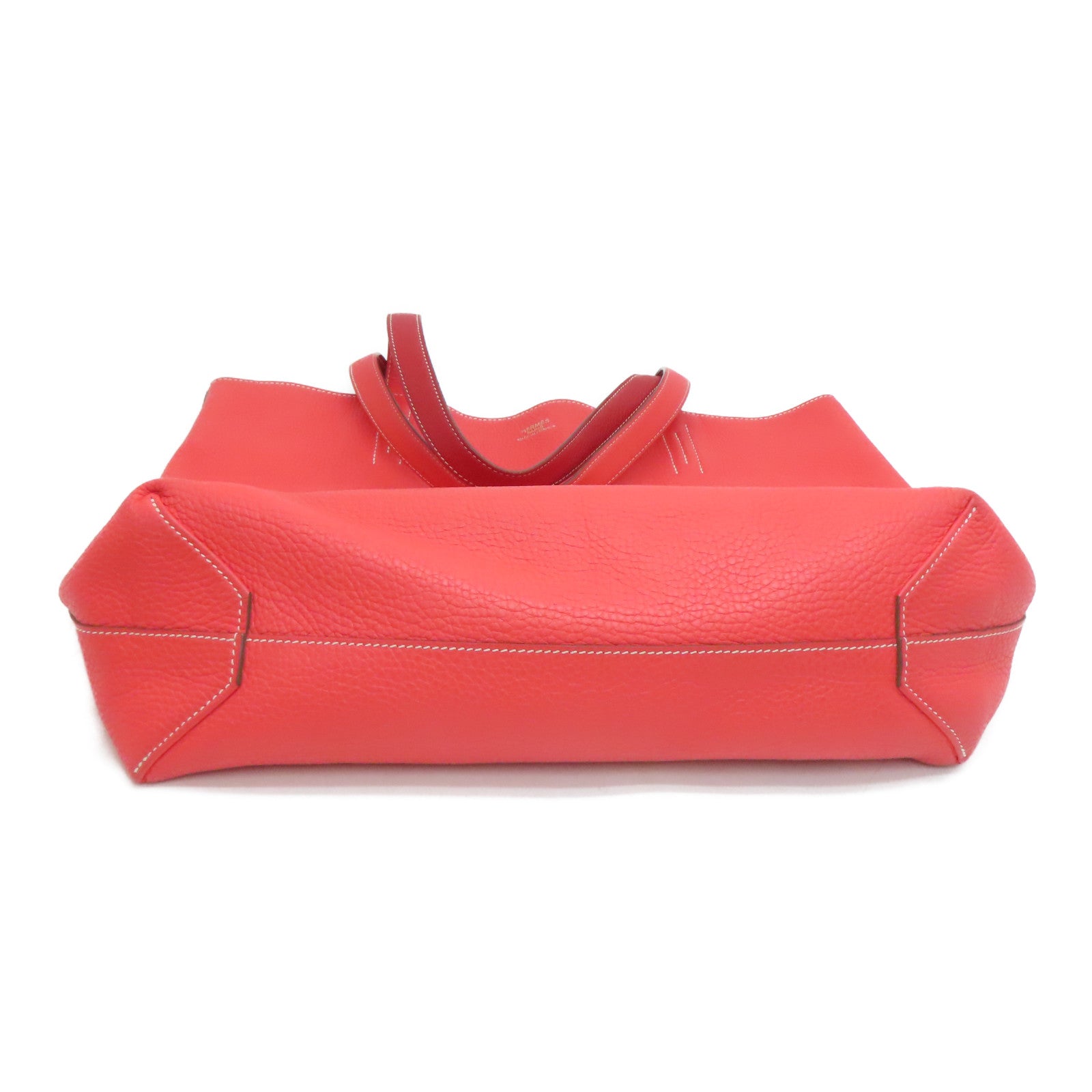 HERMES [Sharp Discount] Clemence Leather Double Sens Handle Bag / Shoulder Bag Red