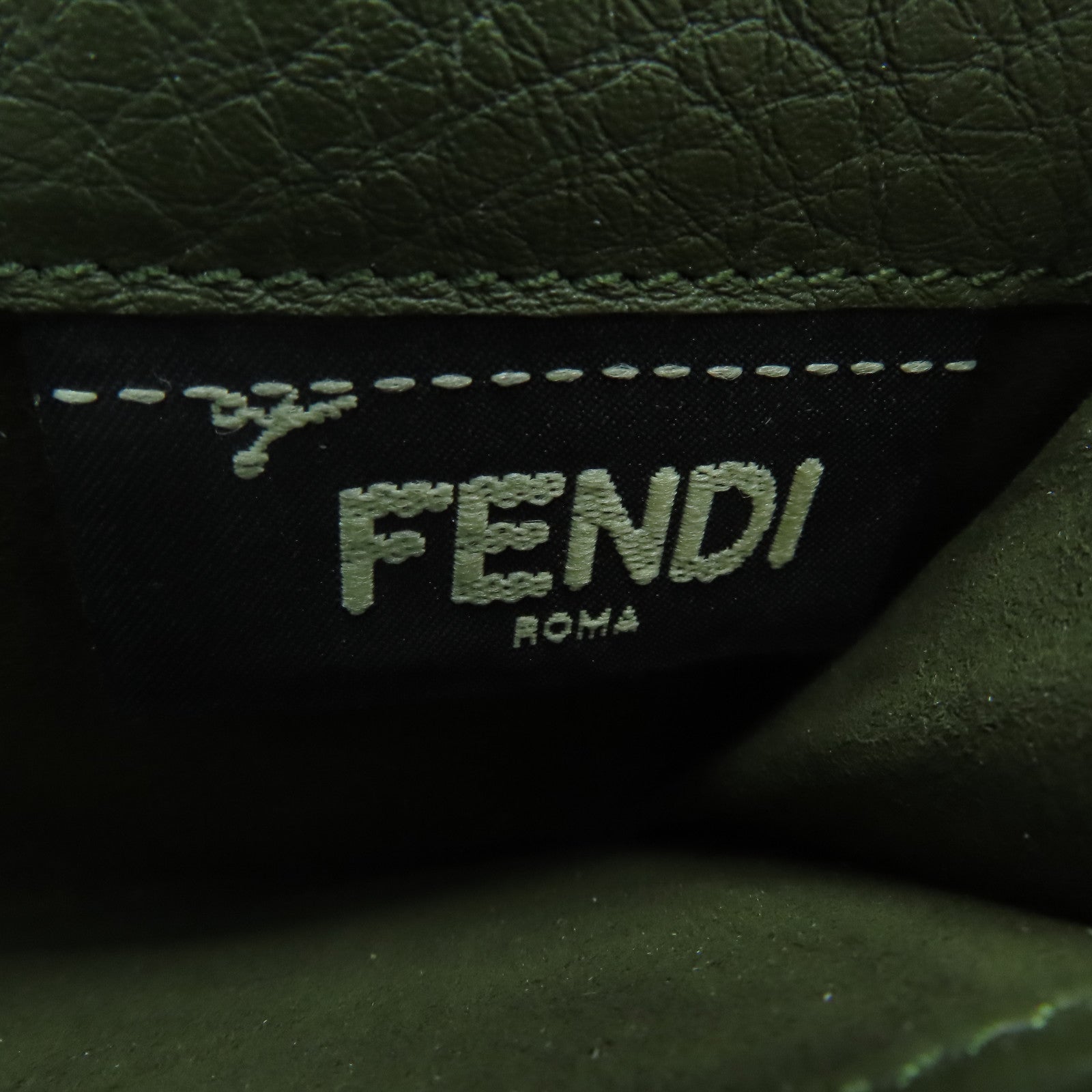FENDI [Sharp Discount] Cowhide Leather Long Wallet Silver Buckle Wallet Green