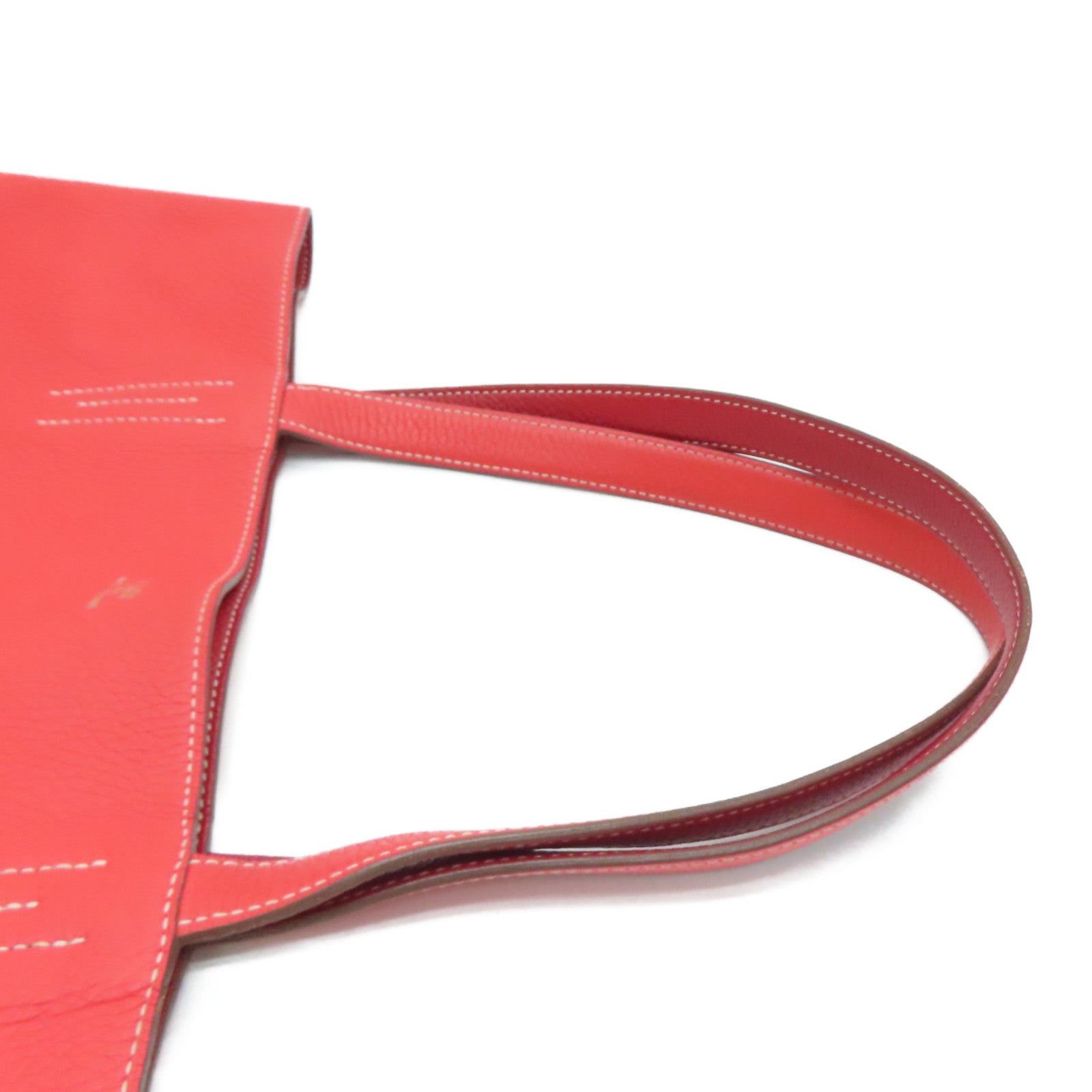 HERMES [Sharp Discount] Clemence Leather Double Sens Handle Bag / Shoulder Bag Red