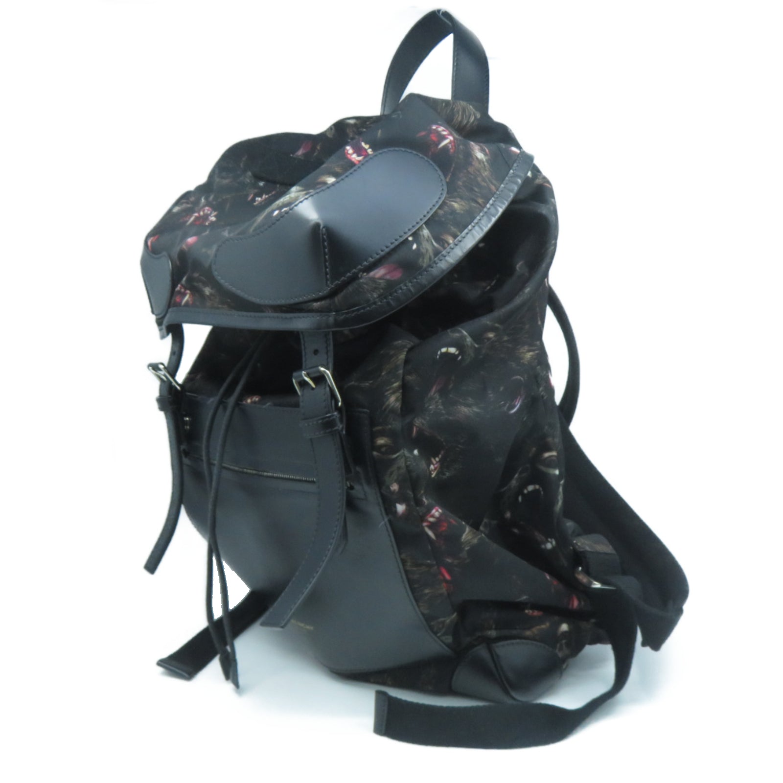 GIVENCHY 尼龍Backpack銀扣背包黑色