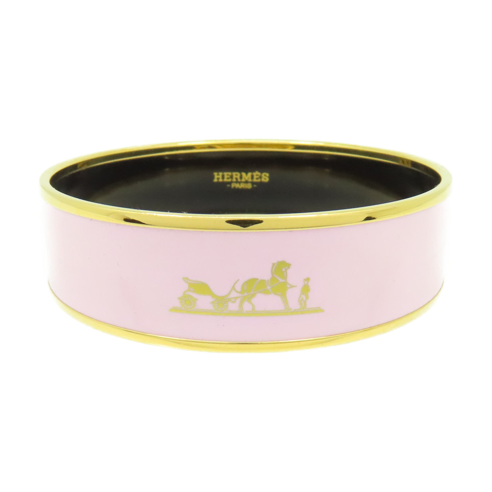 HERMES 【激減優惠】金屬Emaille Bangle手鐲粉紅色/金色