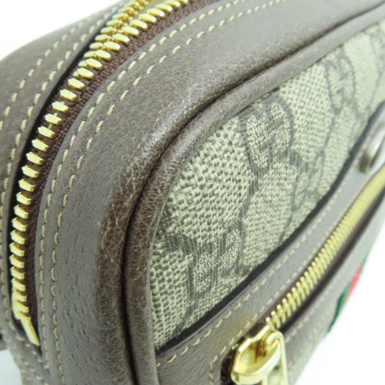 GUCCI Coated Canvas Waist Bag Gold Buckle Waist Bag Brown