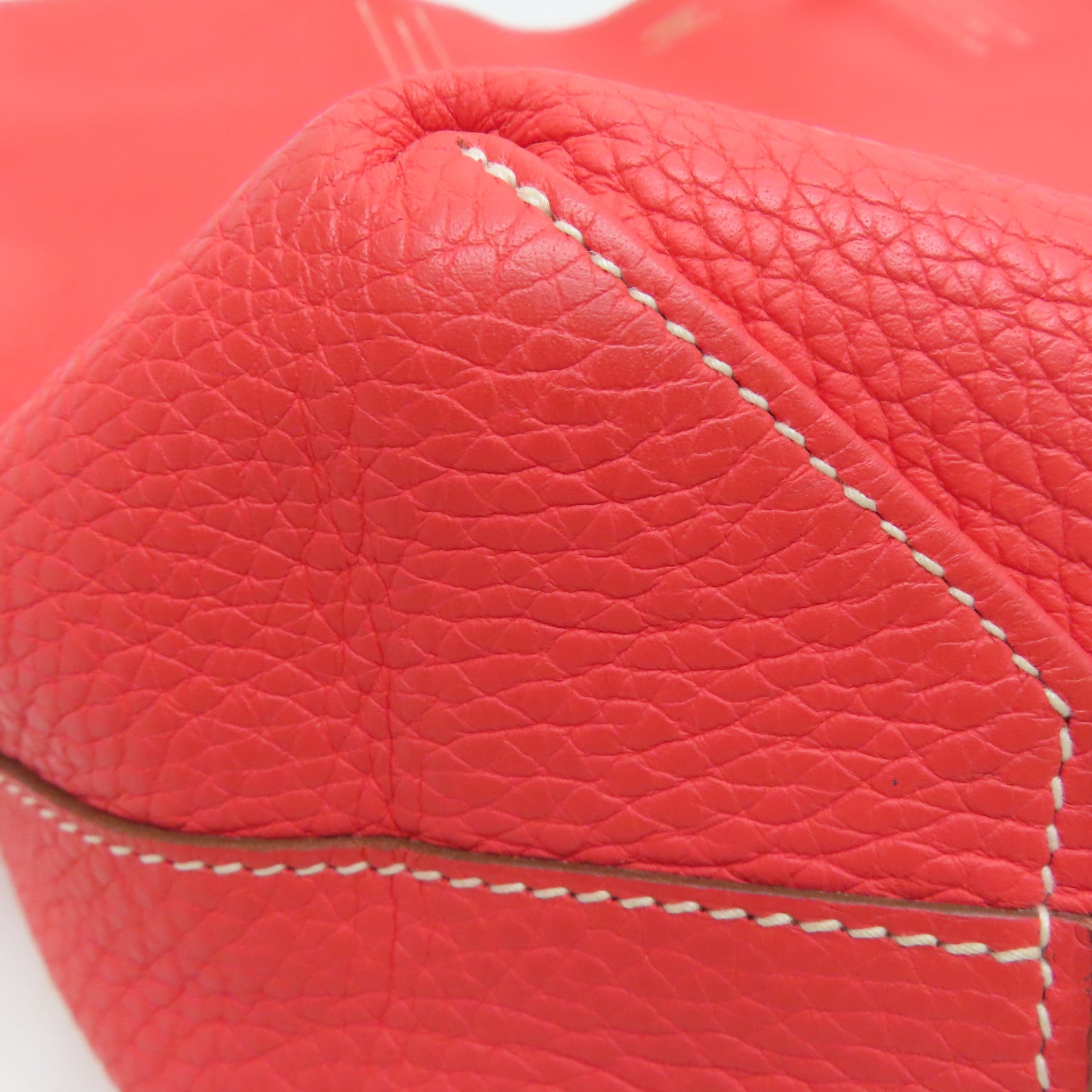 HERMES [Sharp Discount] Clemence Leather Double Sens Handle Bag / Shoulder Bag Red