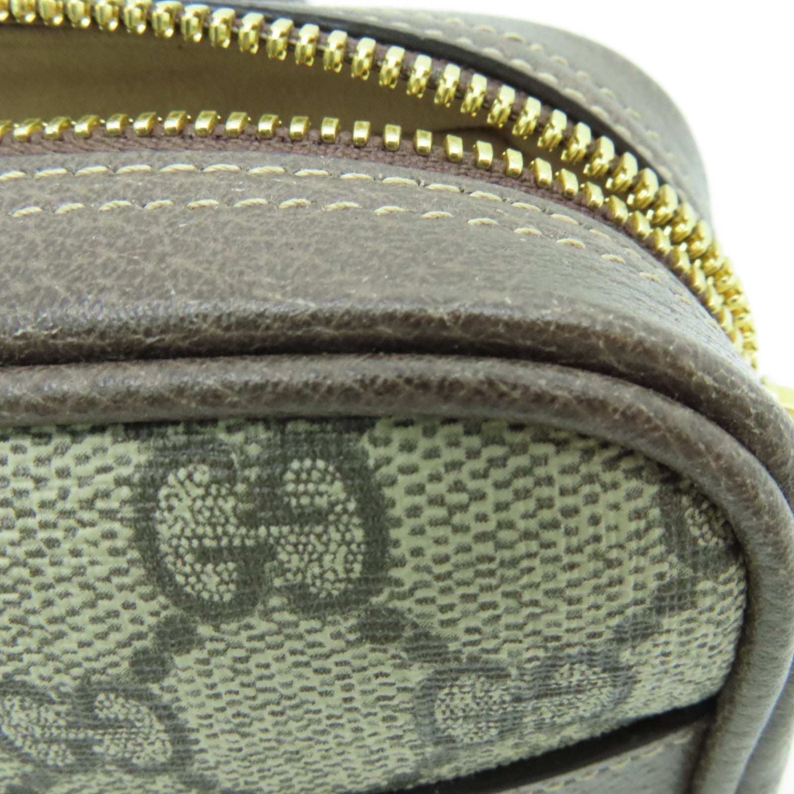 GUCCI Coated Canvas Waist Bag Gold Buckle Waist Bag Brown