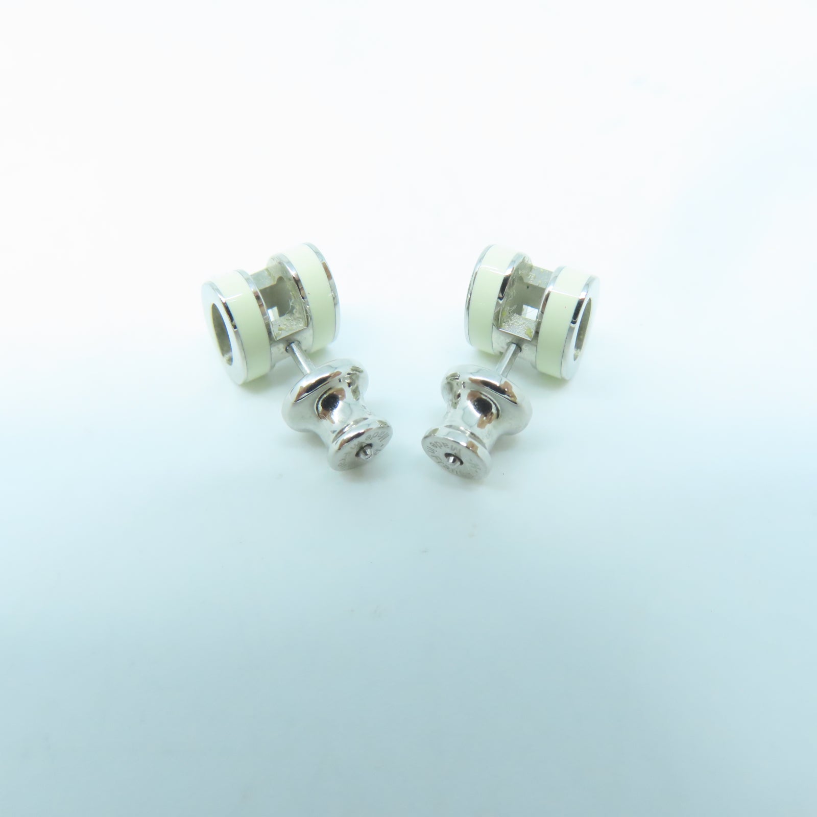 HERMES 金屬Pop H Earrings耳環白色