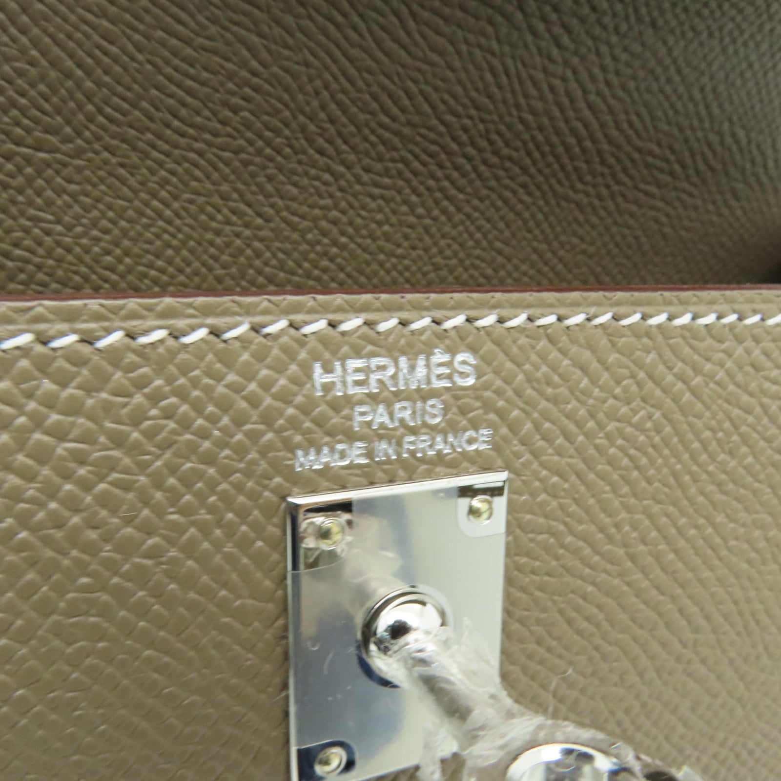 HERMES Epsom皮革Kelly 25銀扣手挽肩背兩用袋灰色