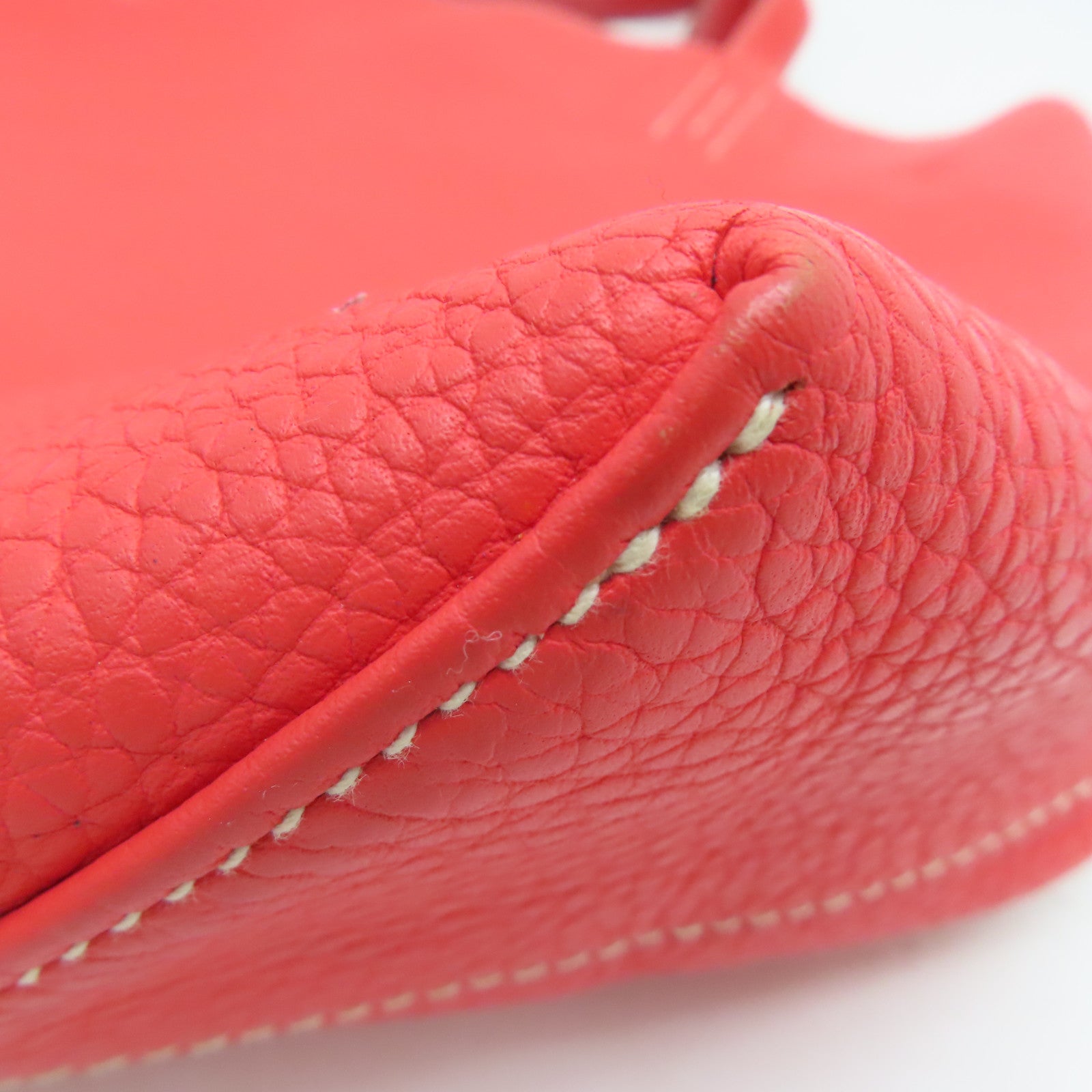 HERMES [Sharp Discount] Clemence Leather Double Sens Handle Bag / Shoulder Bag Red