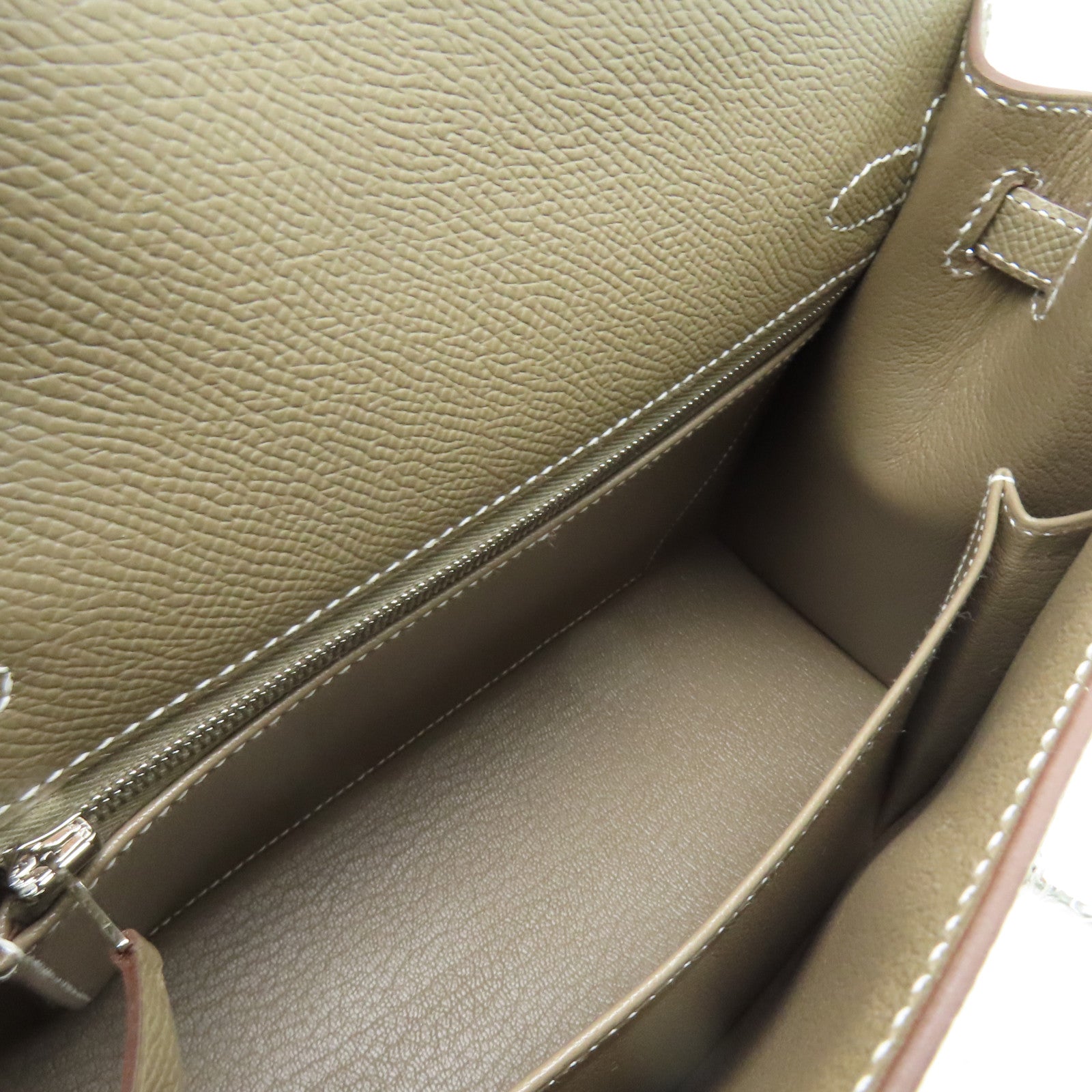 HERMES Epsom皮革Kelly 25銀扣手挽肩背兩用袋灰色