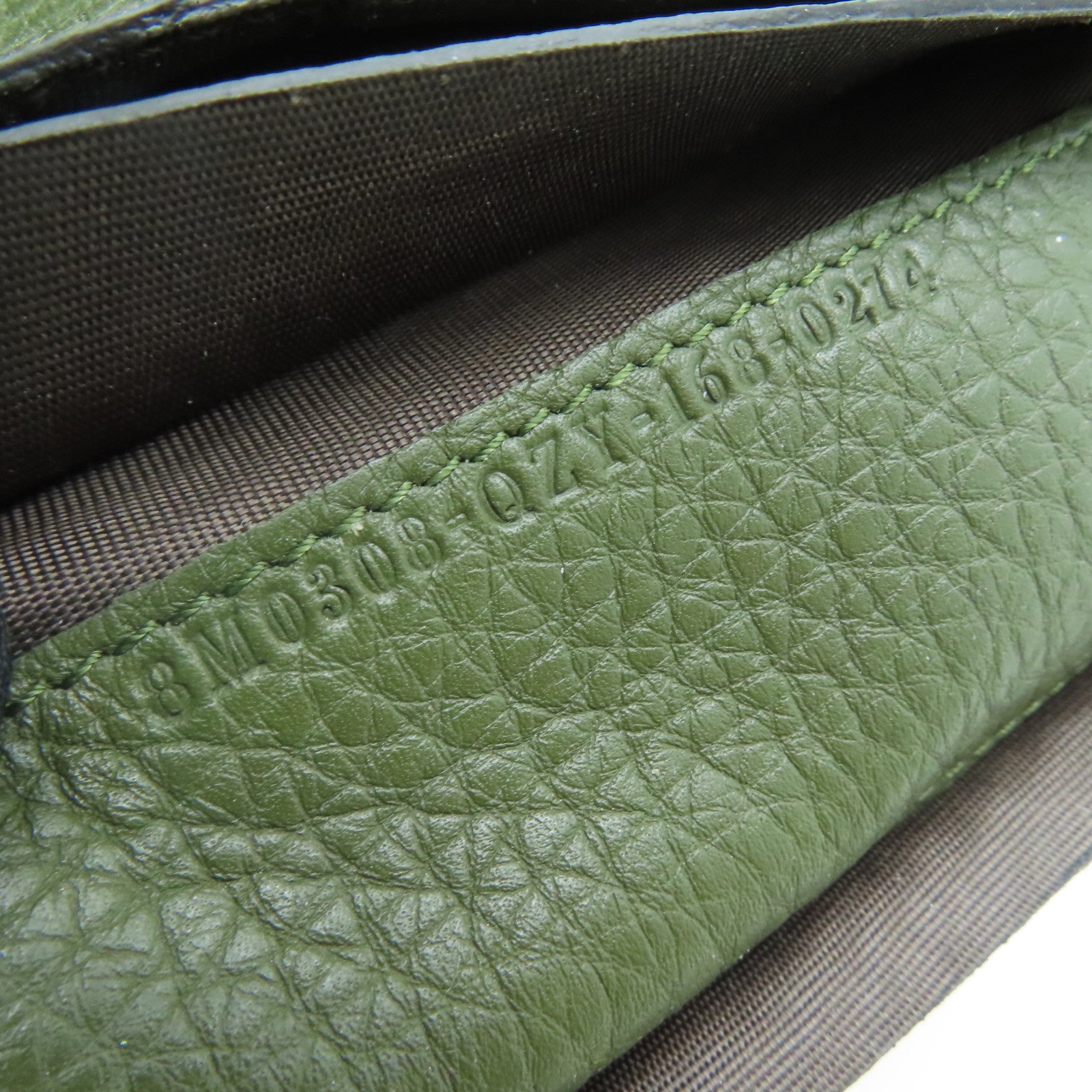 FENDI [Sharp Discount] Cowhide Leather Long Wallet Silver Buckle Wallet Green