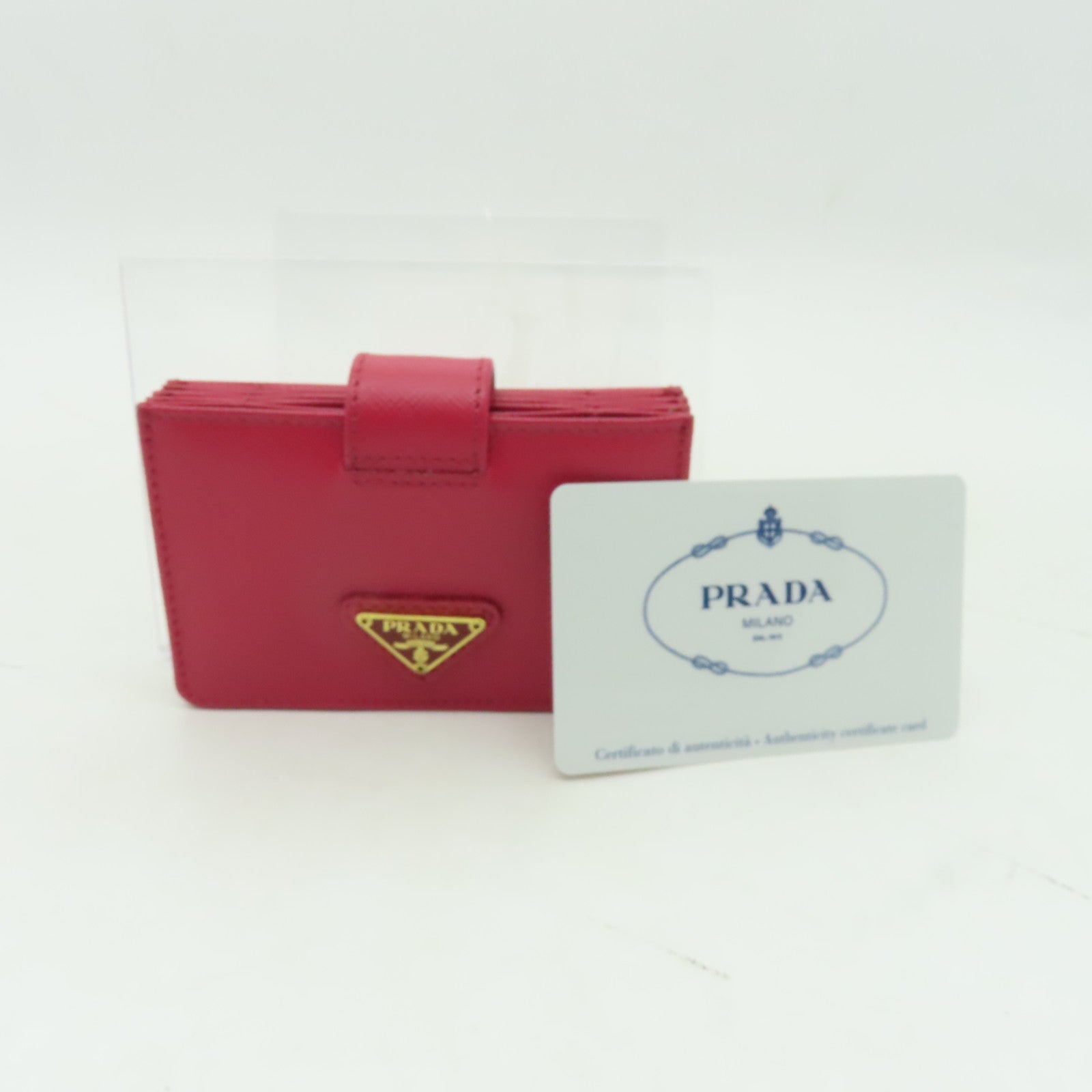 PRADA 牛皮皮革Card Case金扣卡片套粉紅色