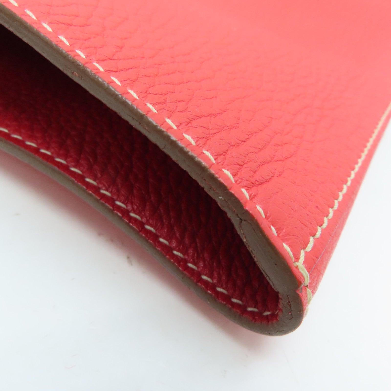 HERMES [Sharp Discount] Clemence Leather Double Sens Handle Bag / Shoulder Bag Red