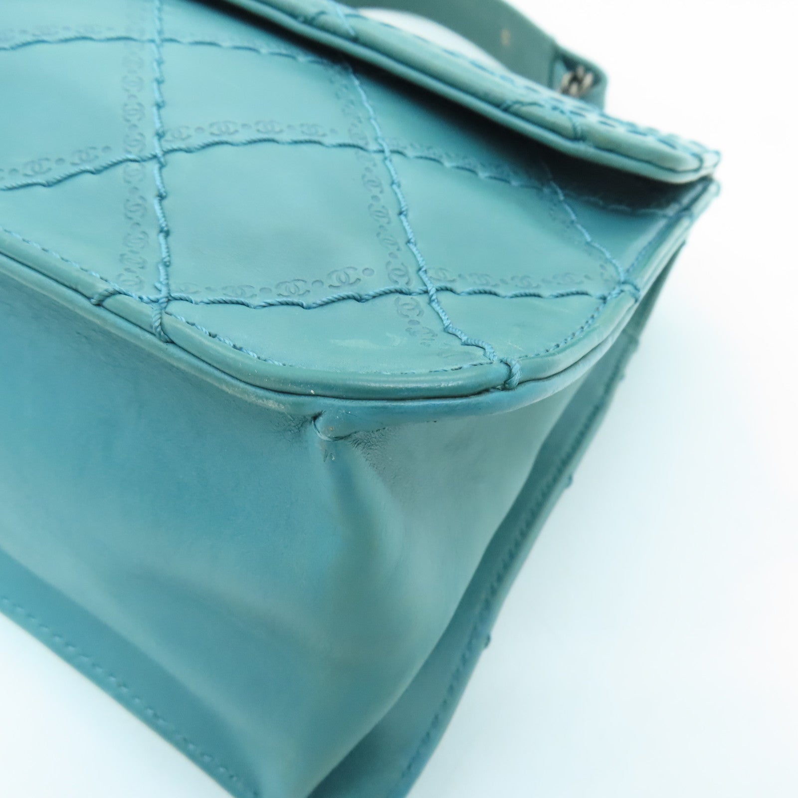 CHANEL Lingge cowhide leather 2.55 silver buckle shoulder bag green