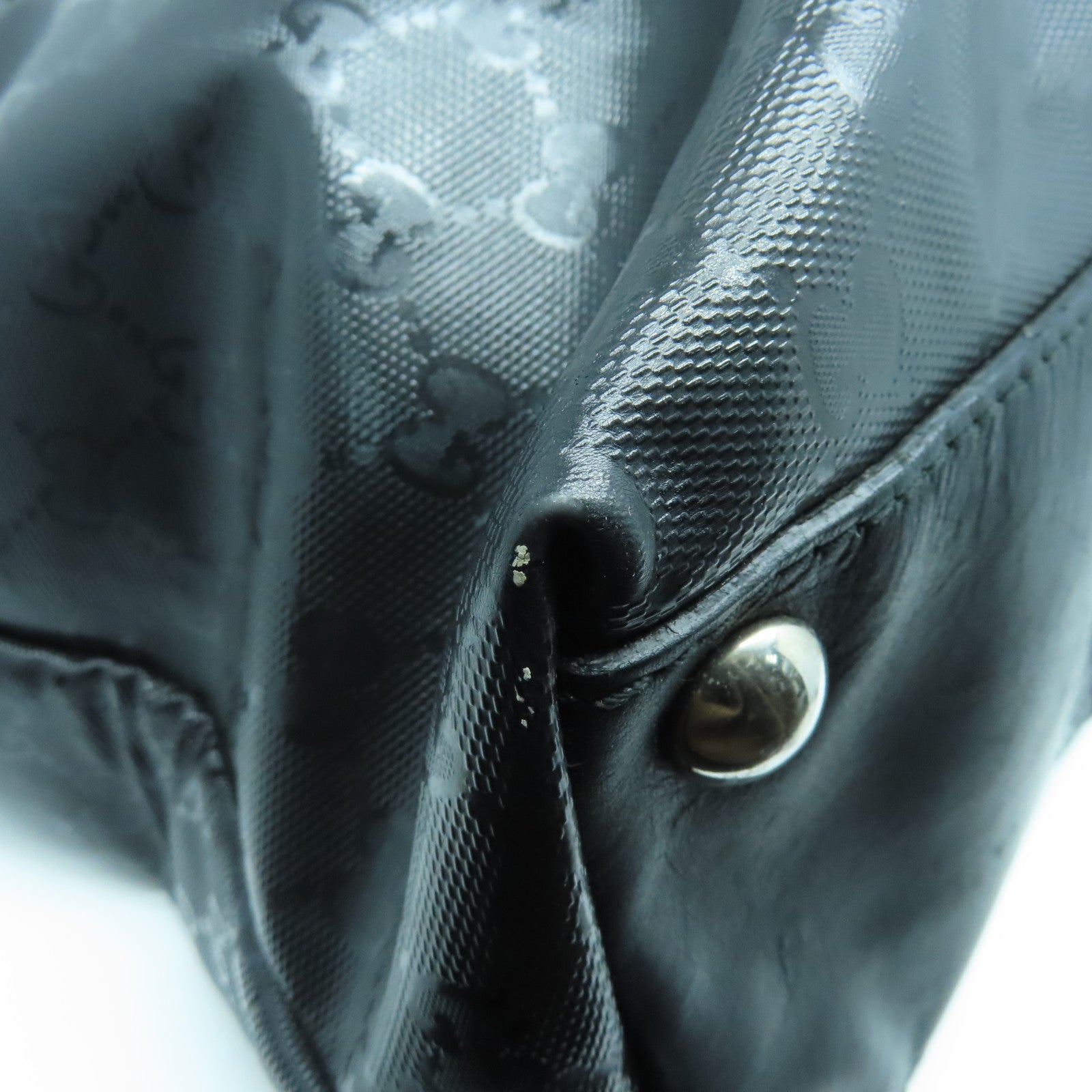 GUCCI 涂层帆布Imprime Monogram Web 500 Tote银扣手挽袋黑色