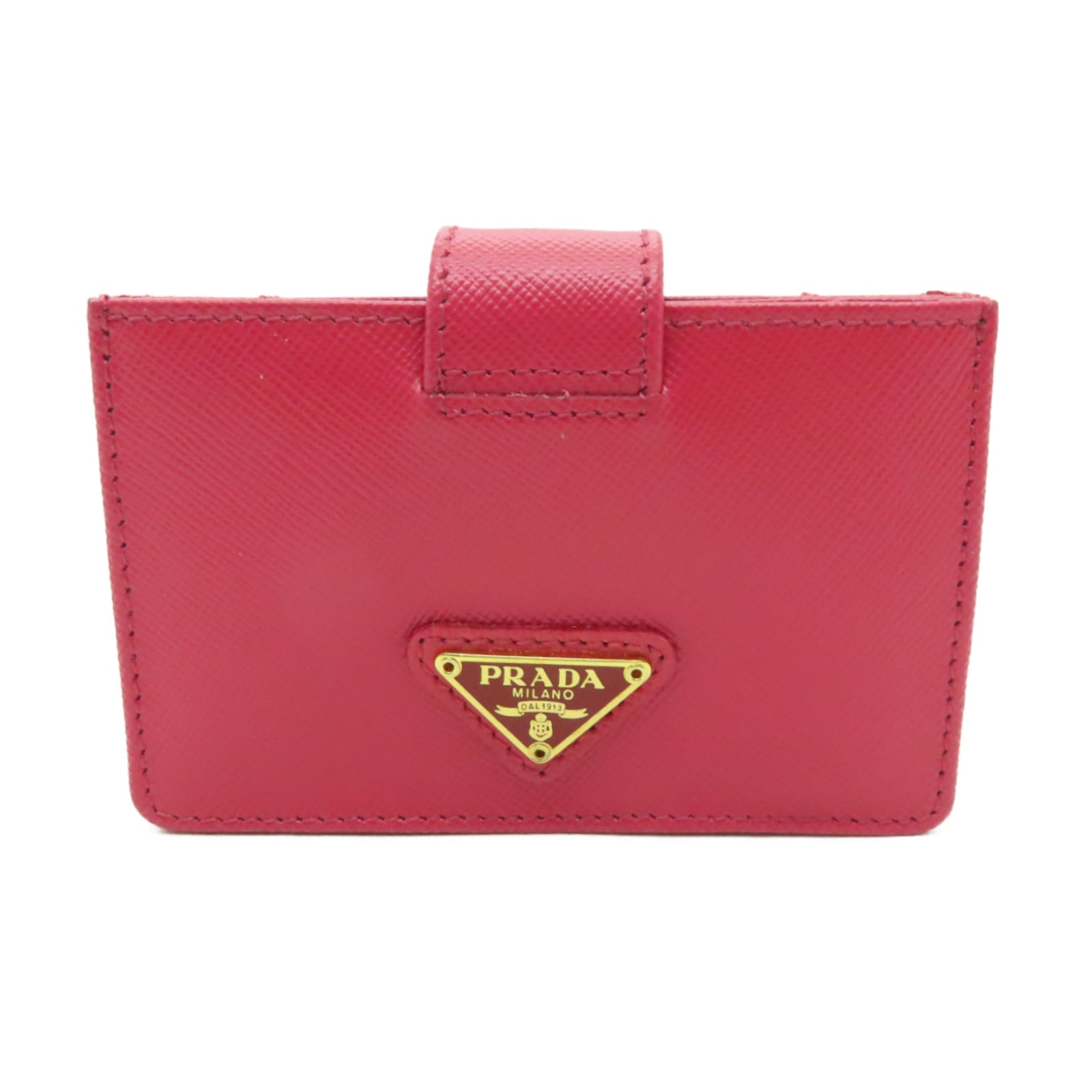 PRADA 牛皮皮革Card Case金扣卡片套粉紅色