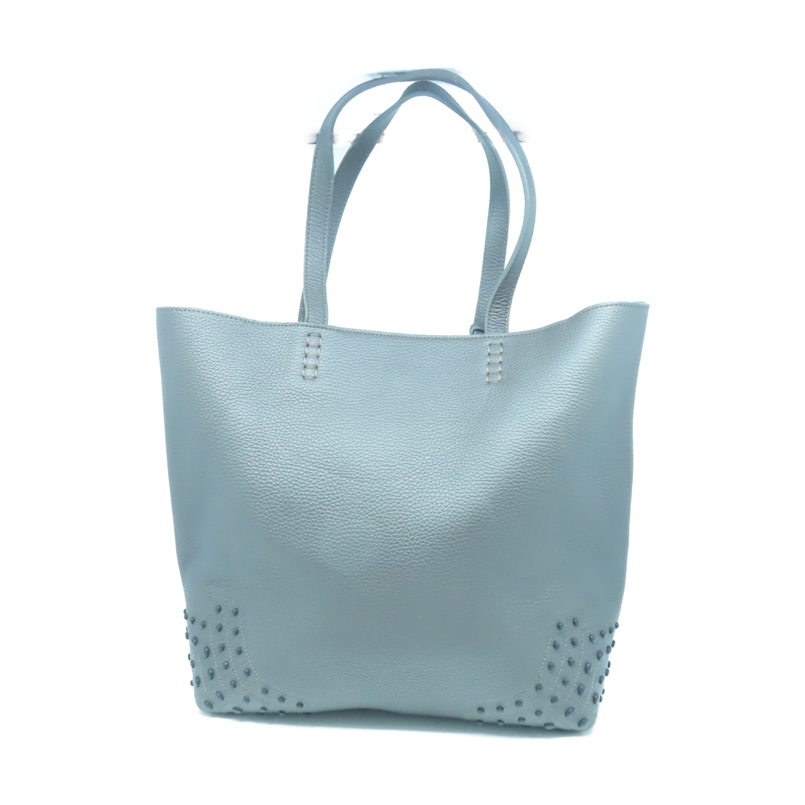 TOD’S 牛皮皮革Tote Bag銀扣手挽袋灰色