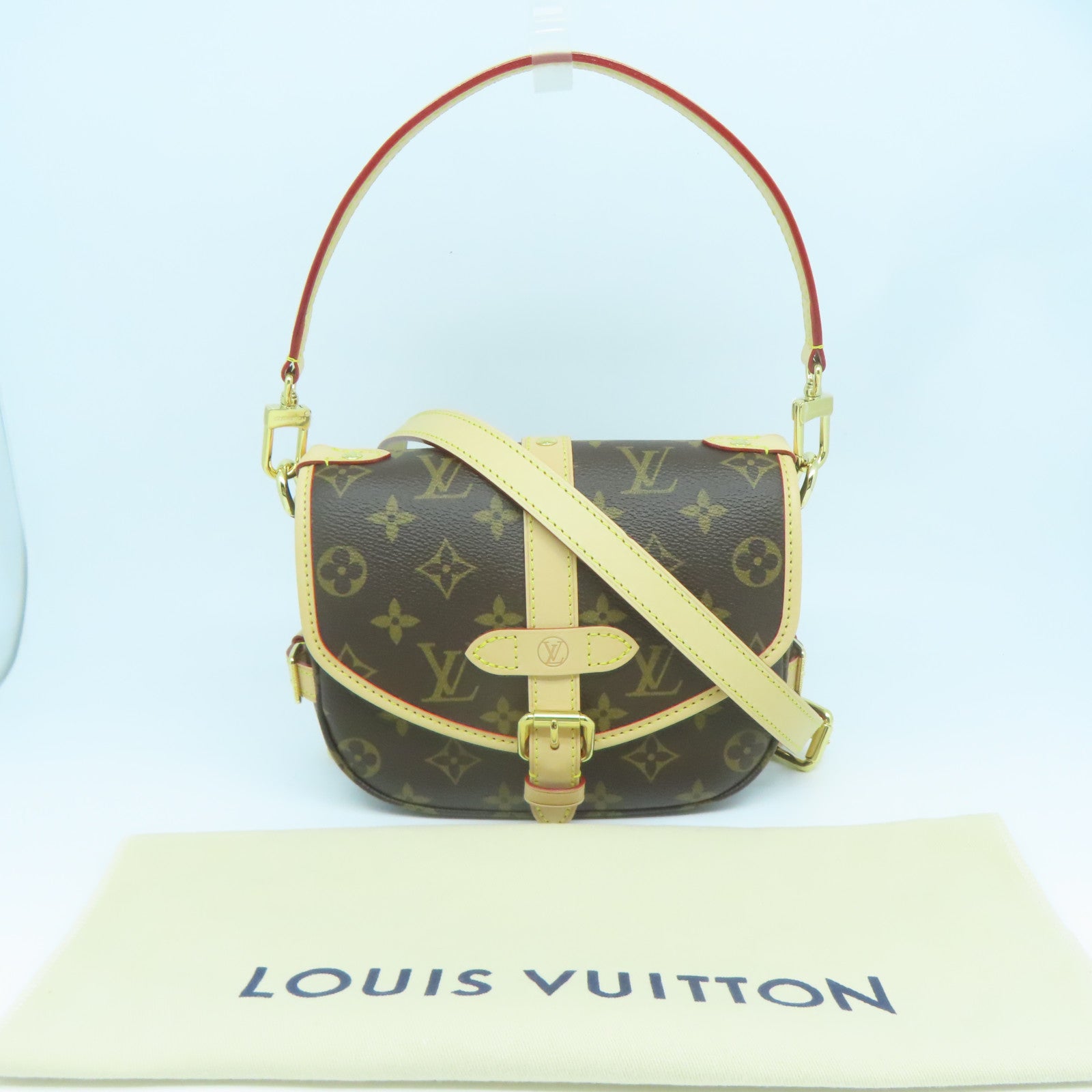 LOUIS VUITTON Monogram SAUMUR BB金扣手挽肩背兩用袋啡色