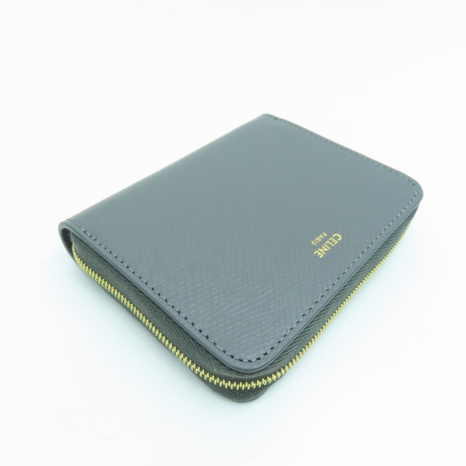 CELINE 牛皮皮革Coin case零钱包金扣灰色