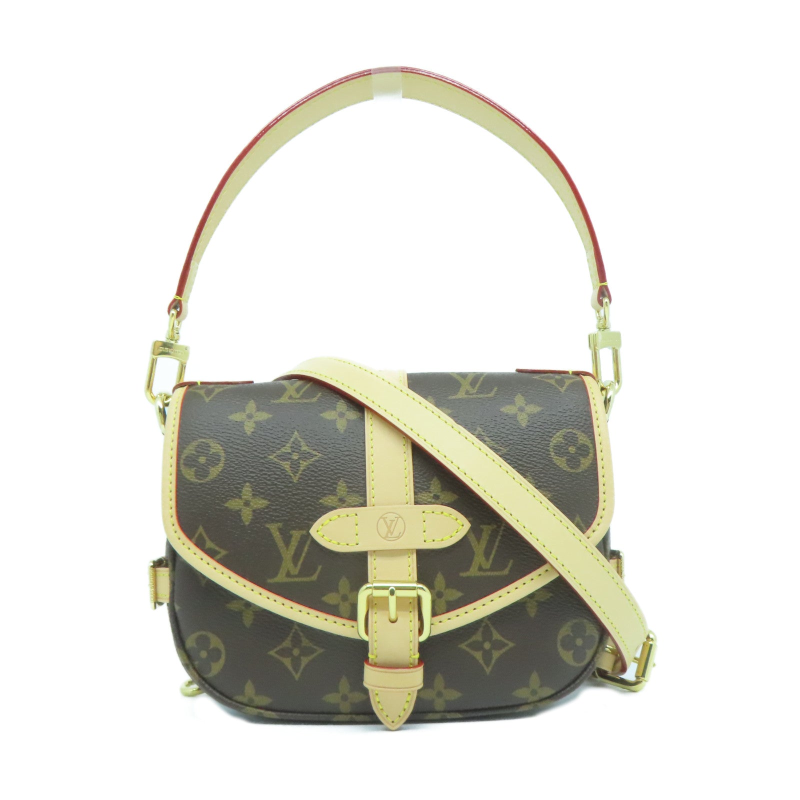 LOUIS VUITTON Monogram SAUMUR BB金扣手挽肩背兩用袋啡色