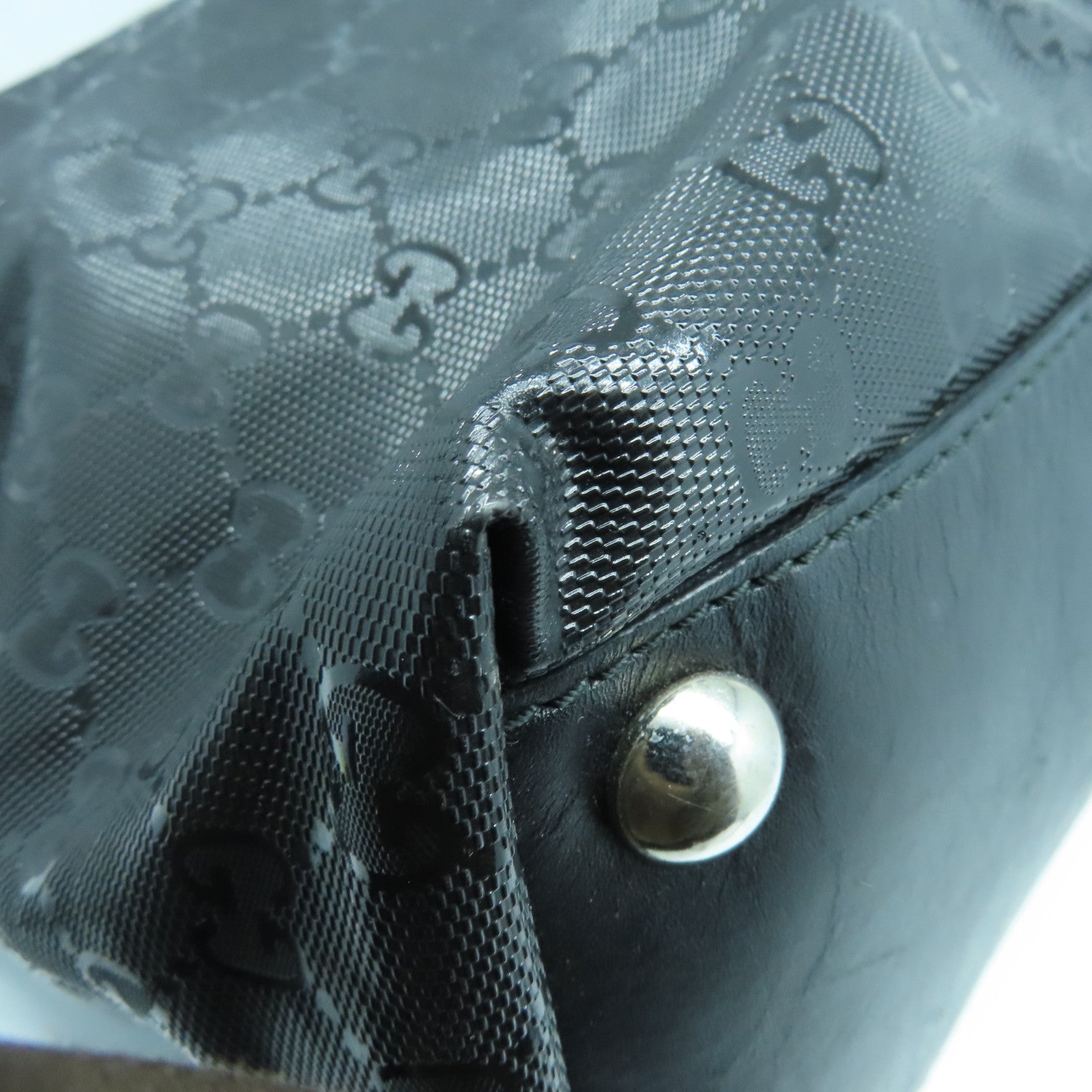 GUCCI 涂层帆布Imprime Monogram Web 500 Tote银扣手挽袋黑色