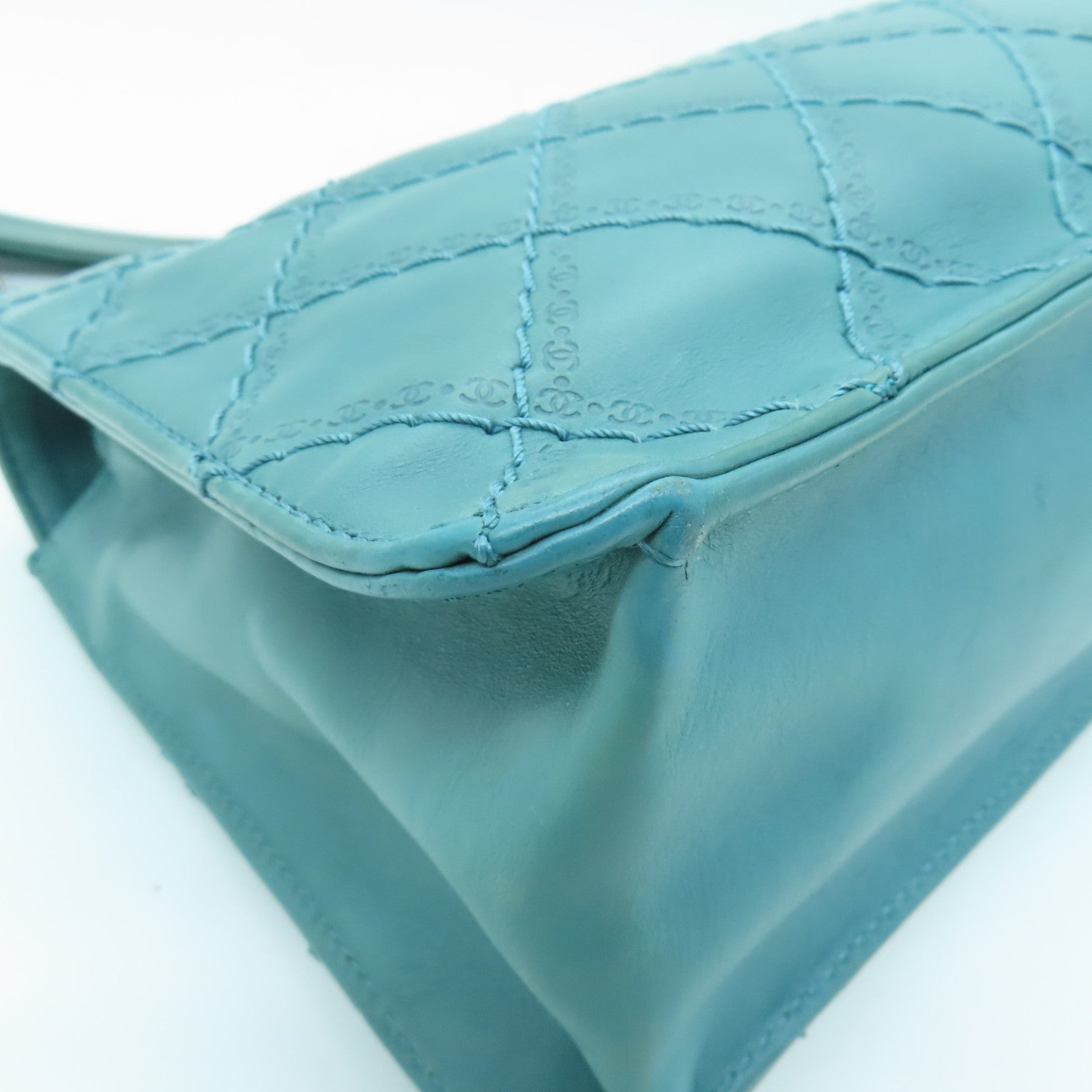 CHANEL Lingge cowhide leather 2.55 silver buckle shoulder bag green