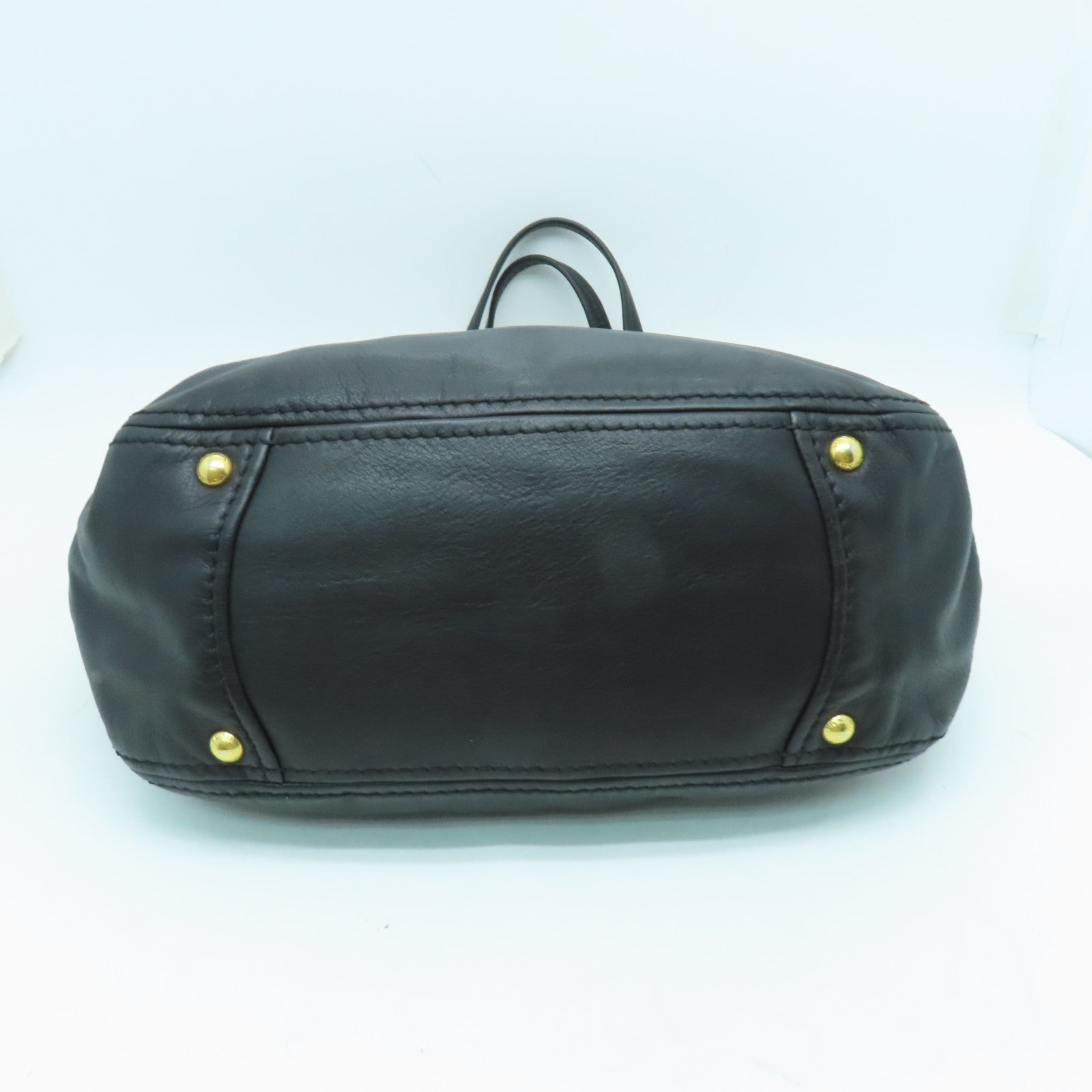 PRADA cowhide leather Shoulder Bag gold buckle shoulder bag black