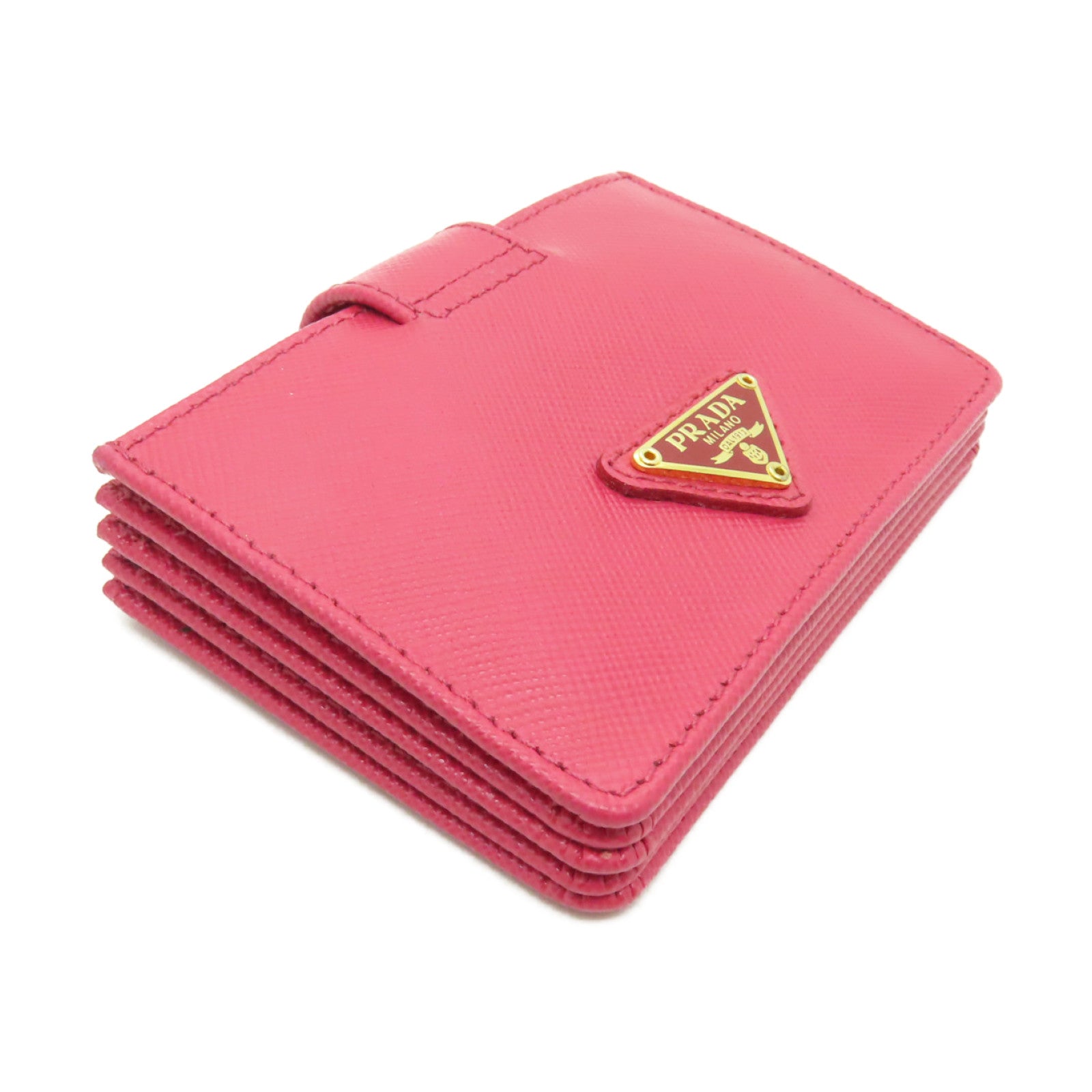 PRADA 牛皮皮革Card Case金扣卡片套粉紅色
