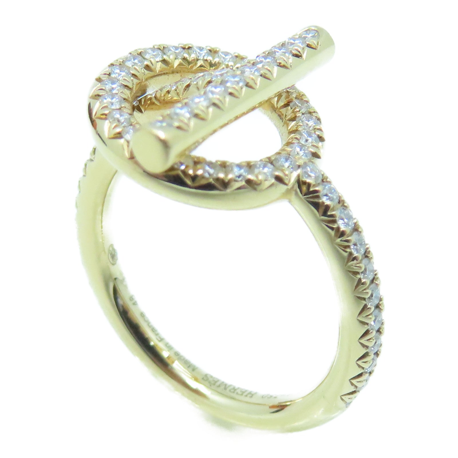 HERMES 18K玫瑰金Echappee Ring 0.43ct钻石戒指US#4.5