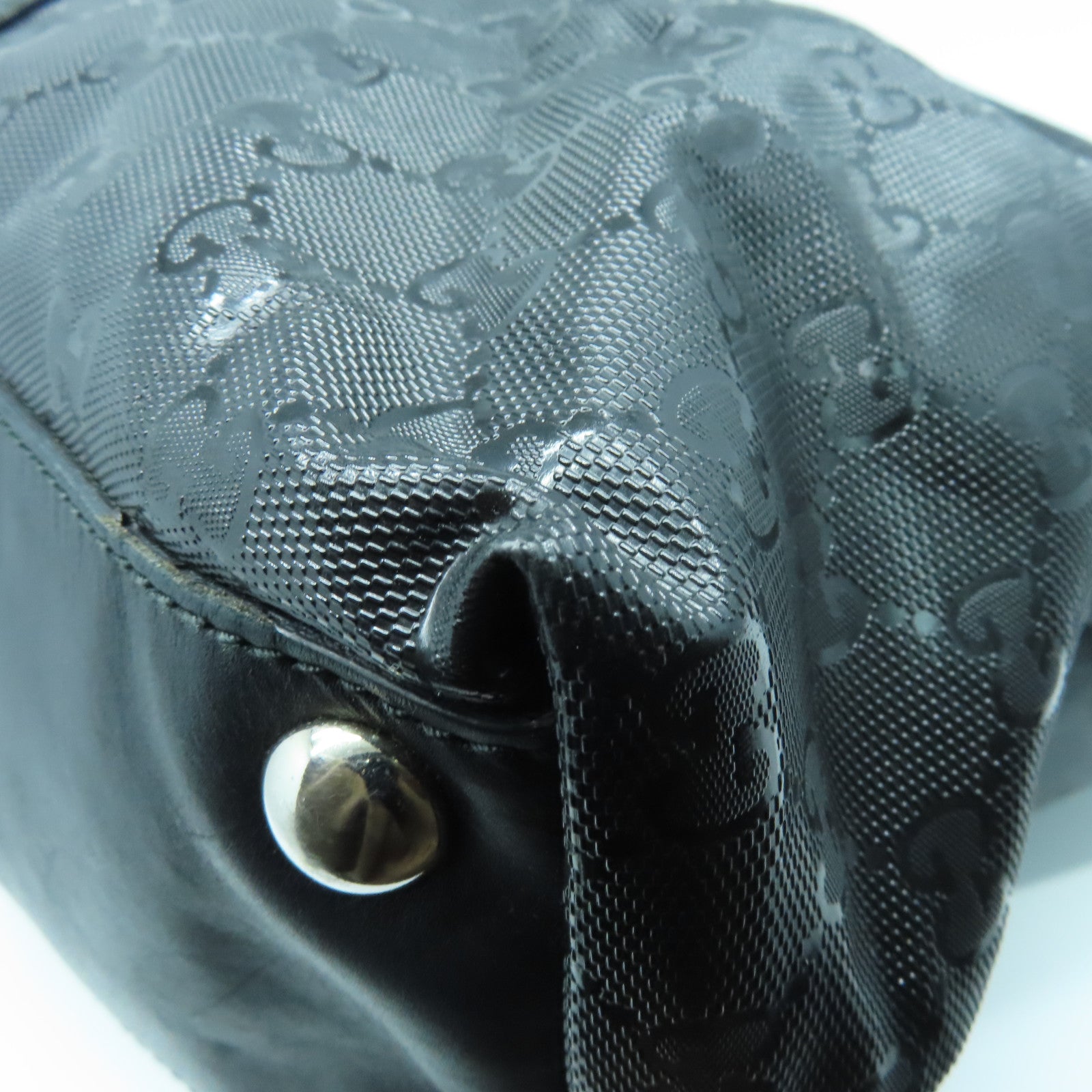 GUCCI 涂层帆布Imprime Monogram Web 500 Tote银扣手挽袋黑色