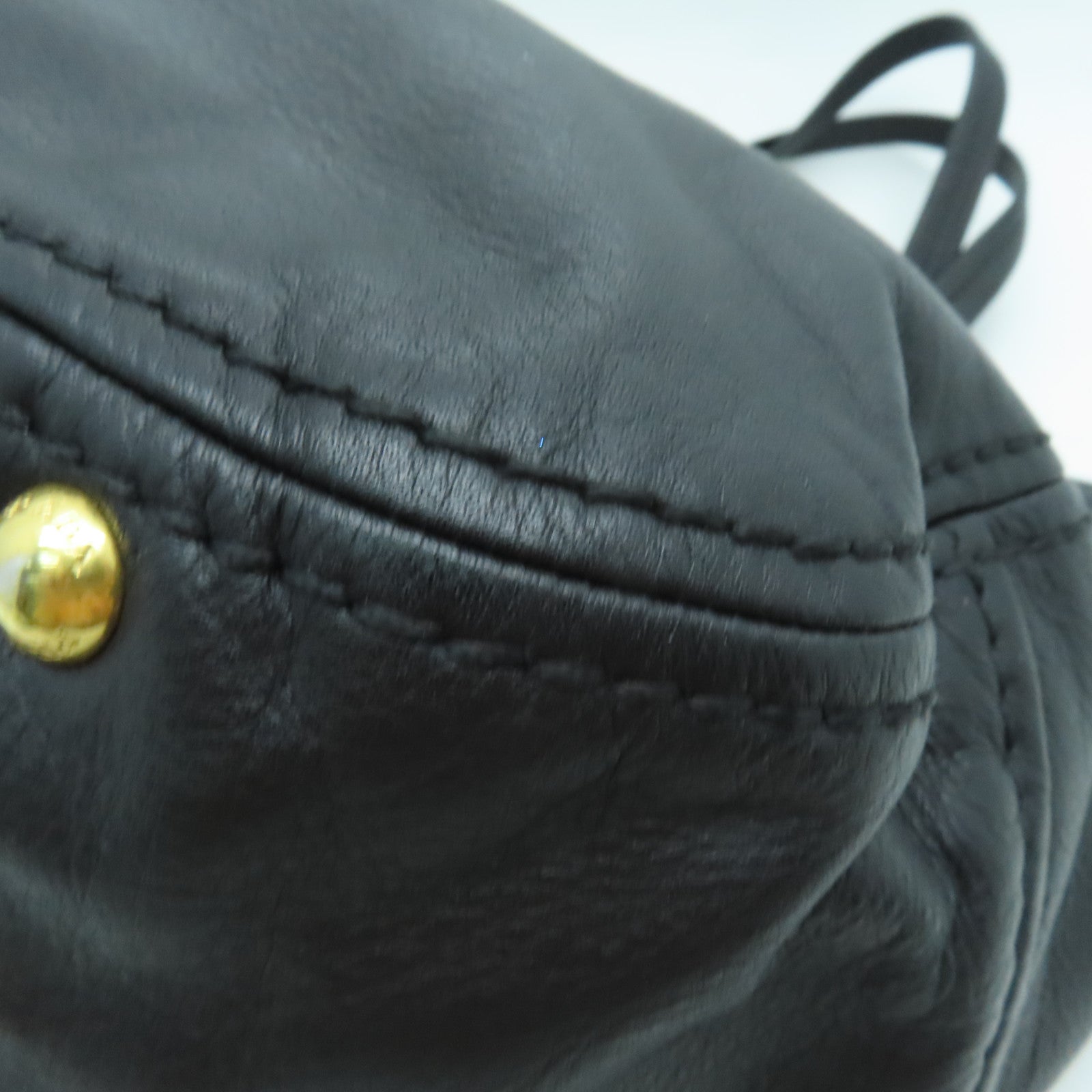 PRADA cowhide leather Shoulder Bag gold buckle shoulder bag black